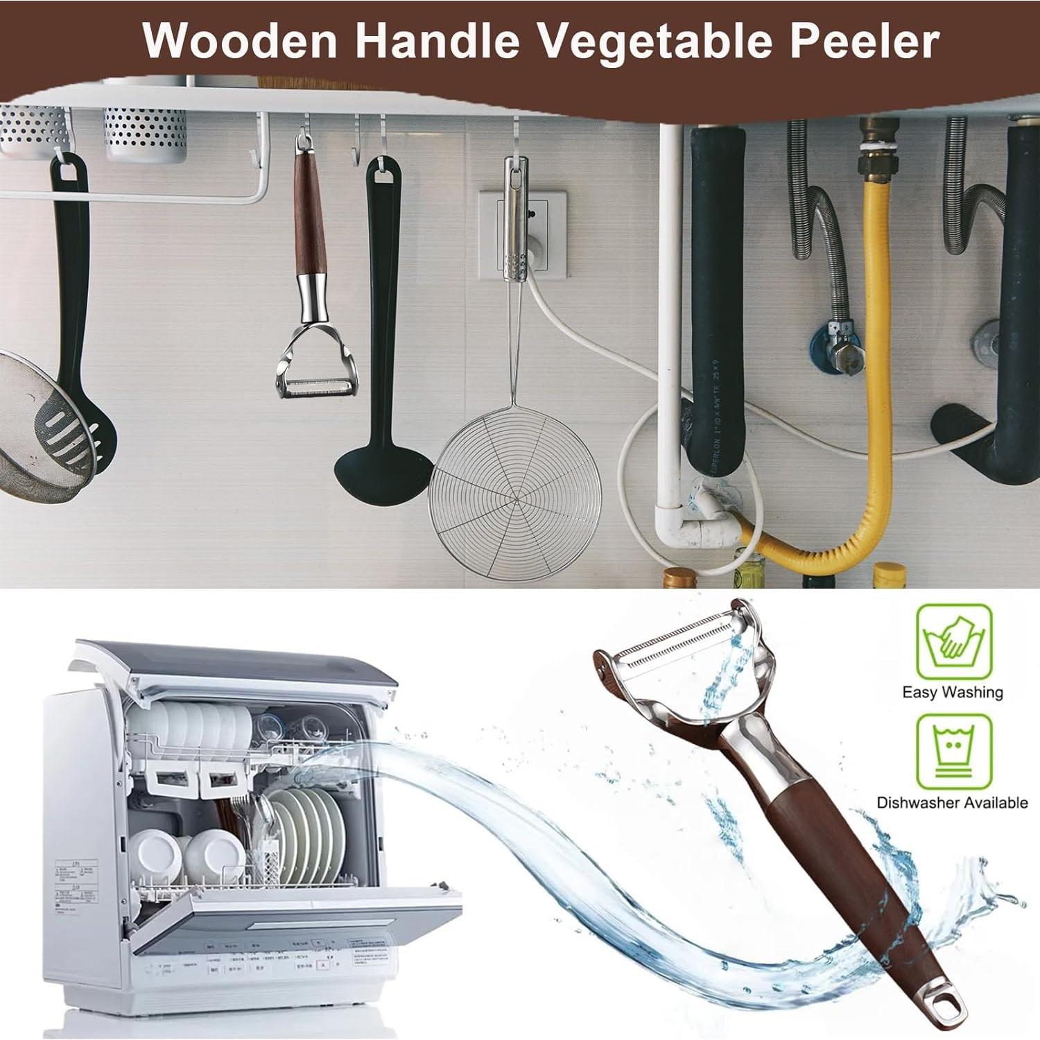 Pelador de Verduras Premium AUDAMI - Acero Inoxidable y Madera