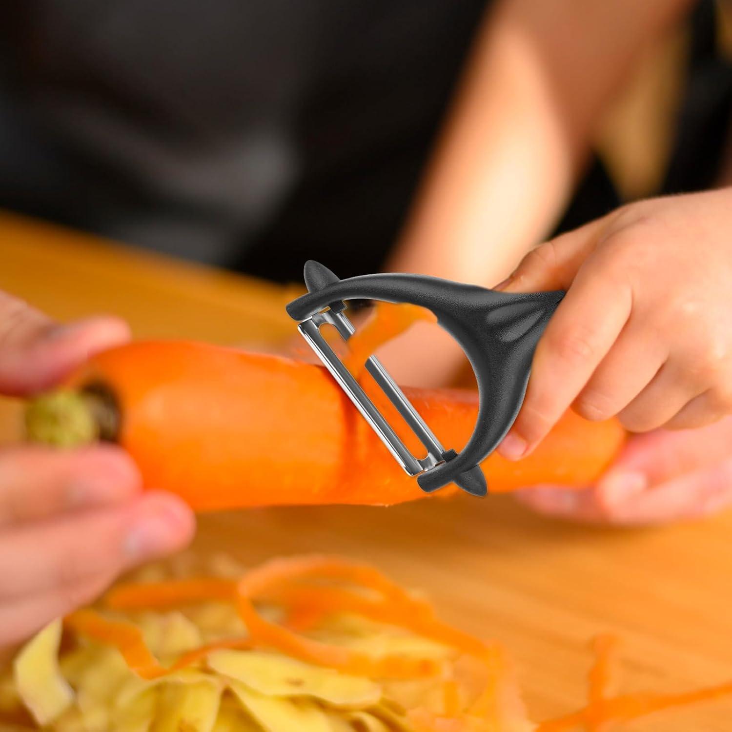 Set de 3 Peladores en Y Yuomeaz de Acero Inoxidable Negro