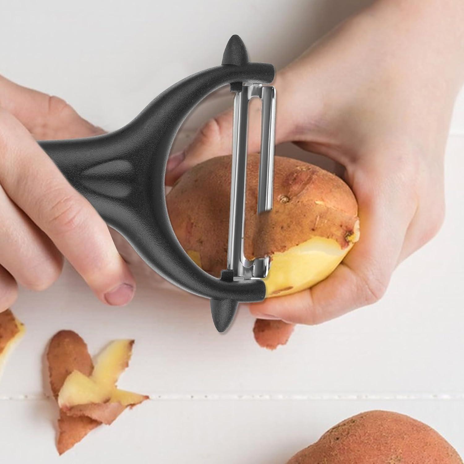 Set de 3 Peladores en Y Yuomeaz de Acero Inoxidable Negro