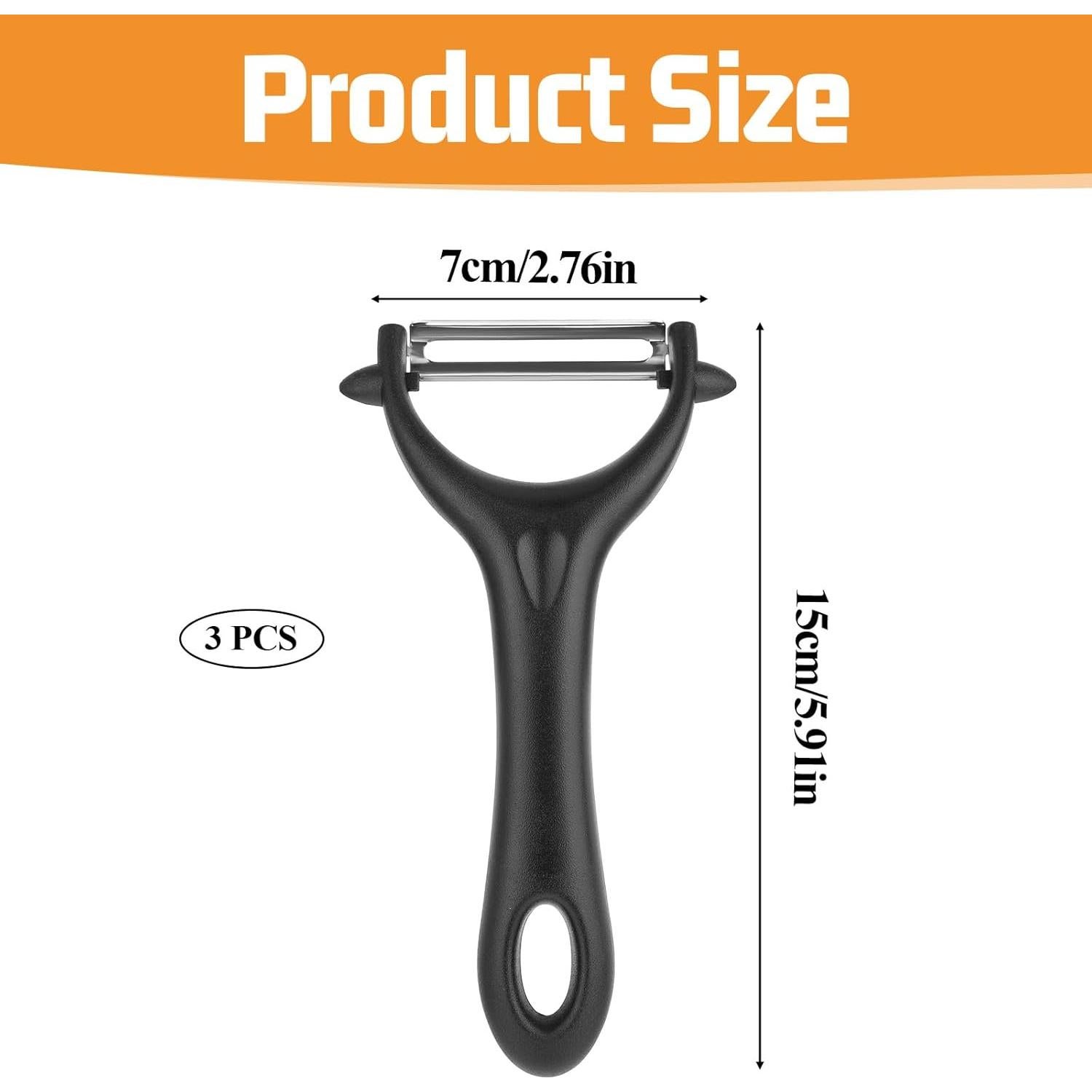 Set de 3 Peladores en Y Yuomeaz de Acero Inoxidable Negro