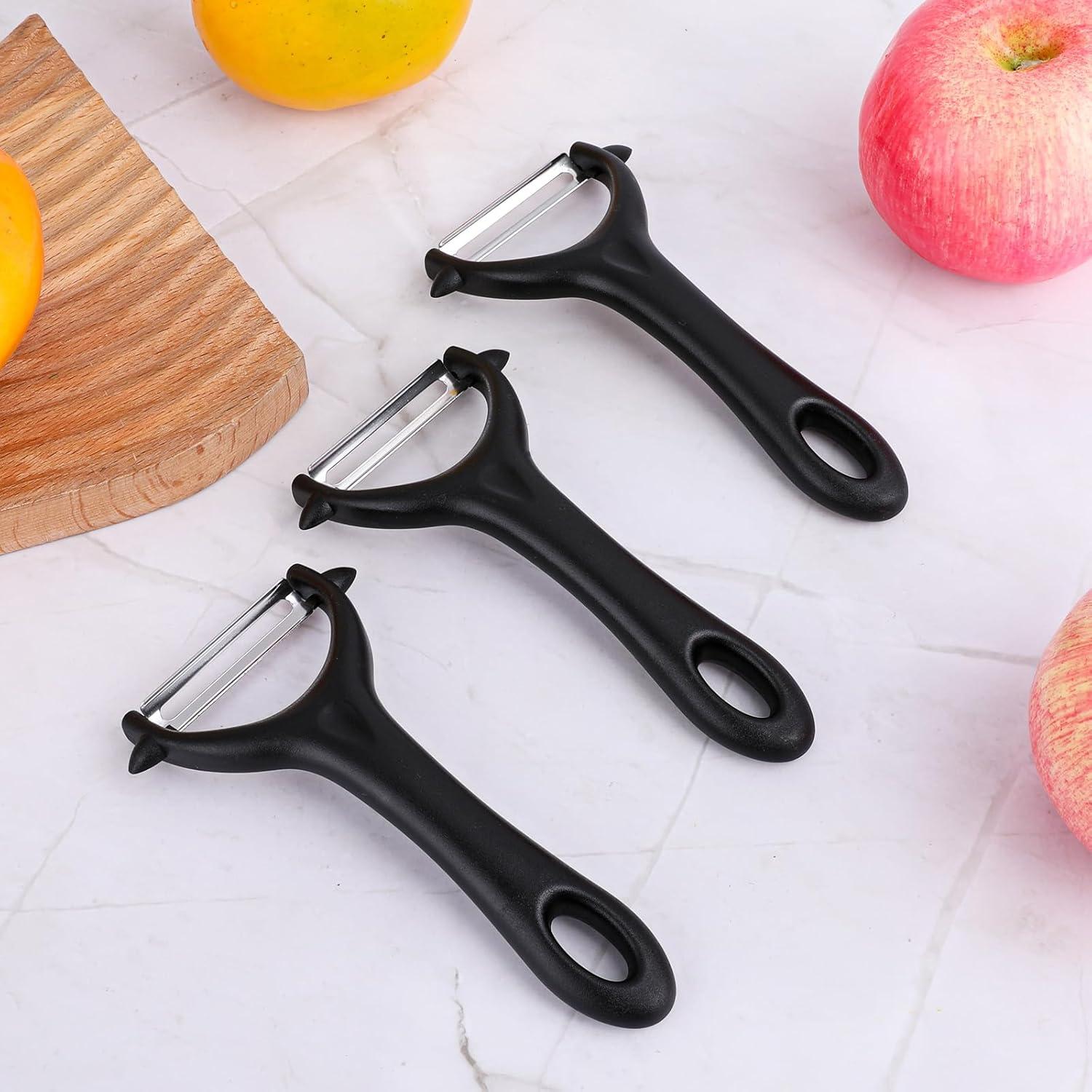 Set de 3 Peladores en Y Yuomeaz de Acero Inoxidable Negro