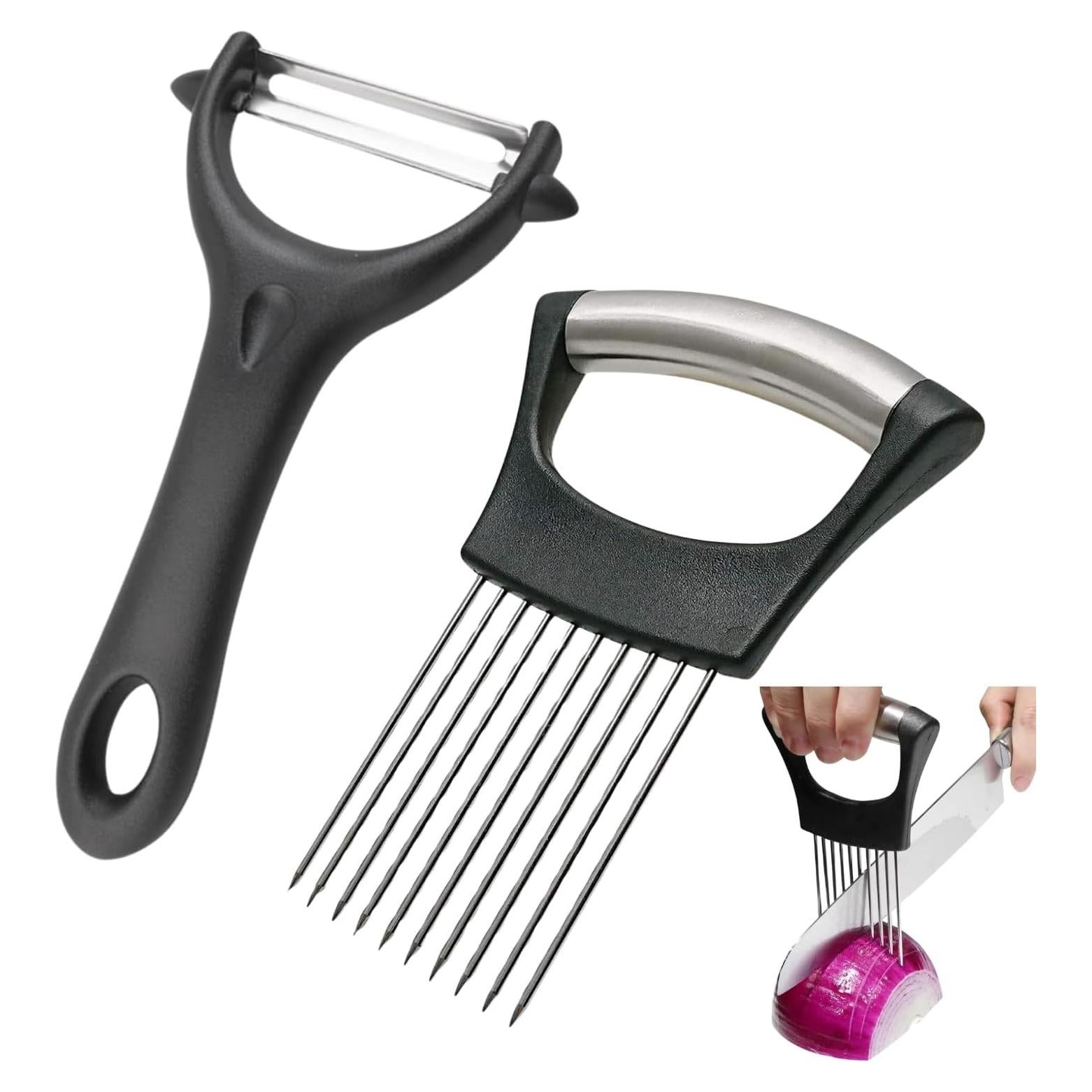 Juego de Soporte para Cebolla y Pelador Boorika - Acero Inoxidable