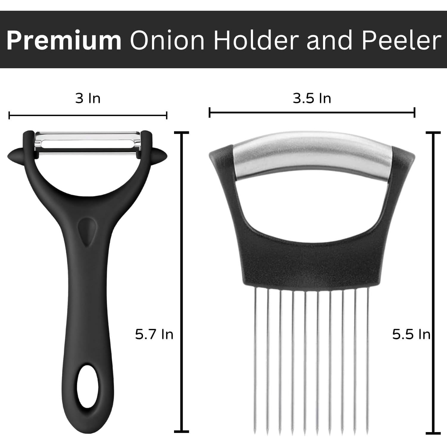 Juego de Soporte para Cebolla y Pelador Boorika - Acero Inoxidable
