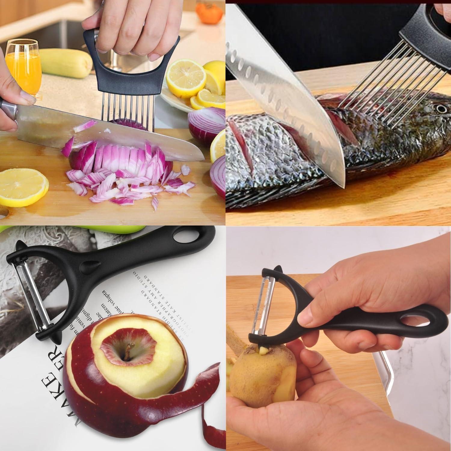 Juego de Soporte para Cebolla y Pelador Boorika - Acero Inoxidable