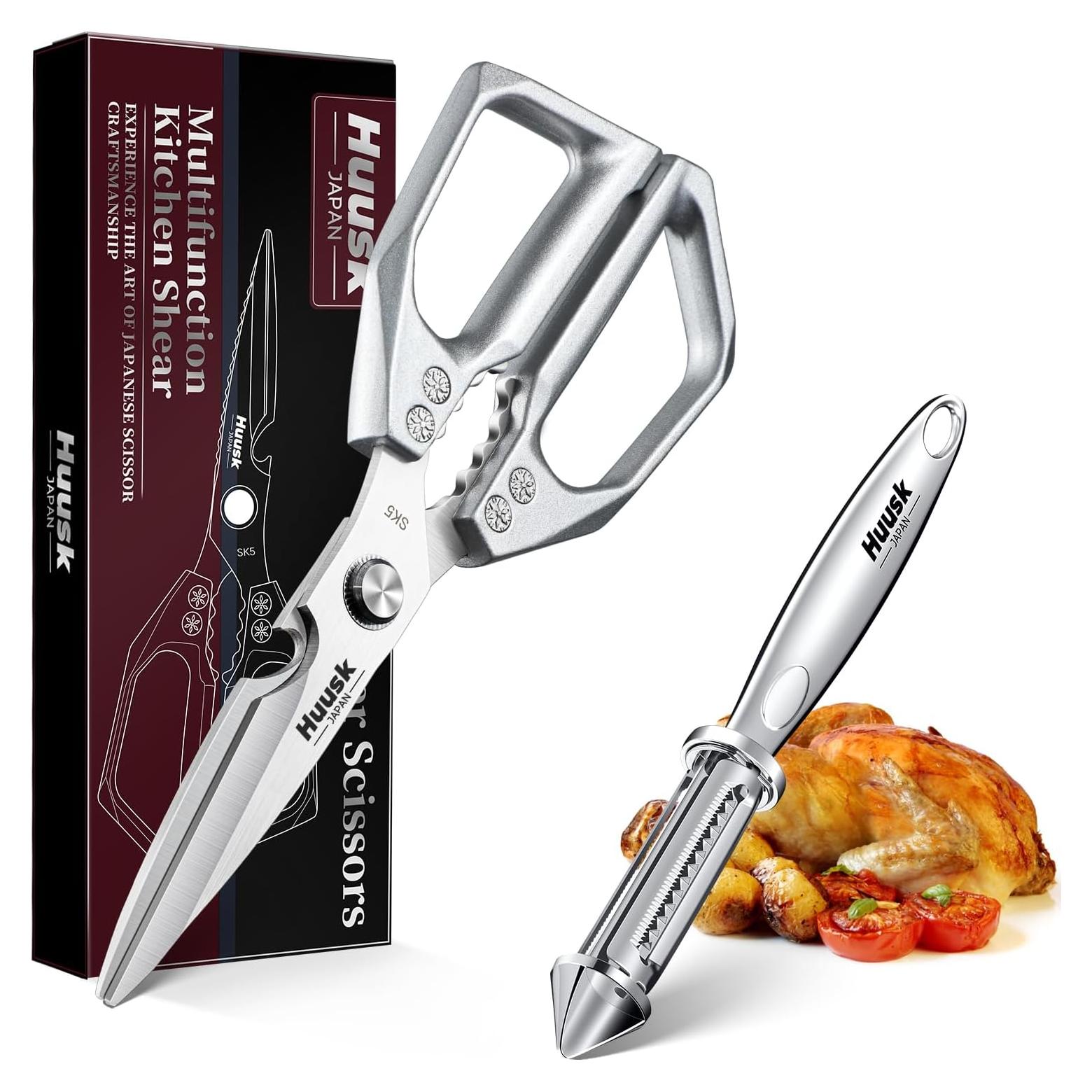 Juego de Tijeras de Cocina y Peladores Huusk - Acero Inoxidable