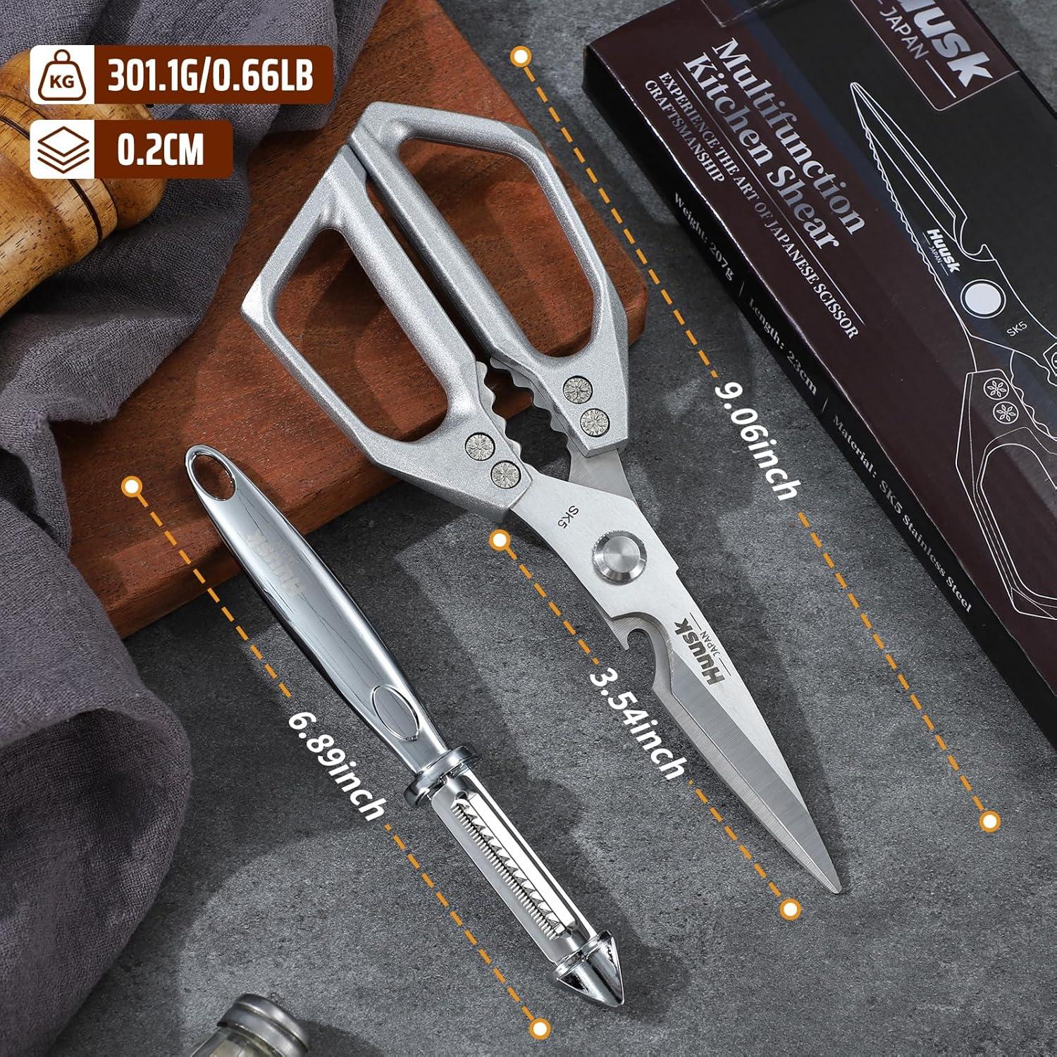 Juego de Tijeras de Cocina y Peladores Huusk - Acero Inoxidable