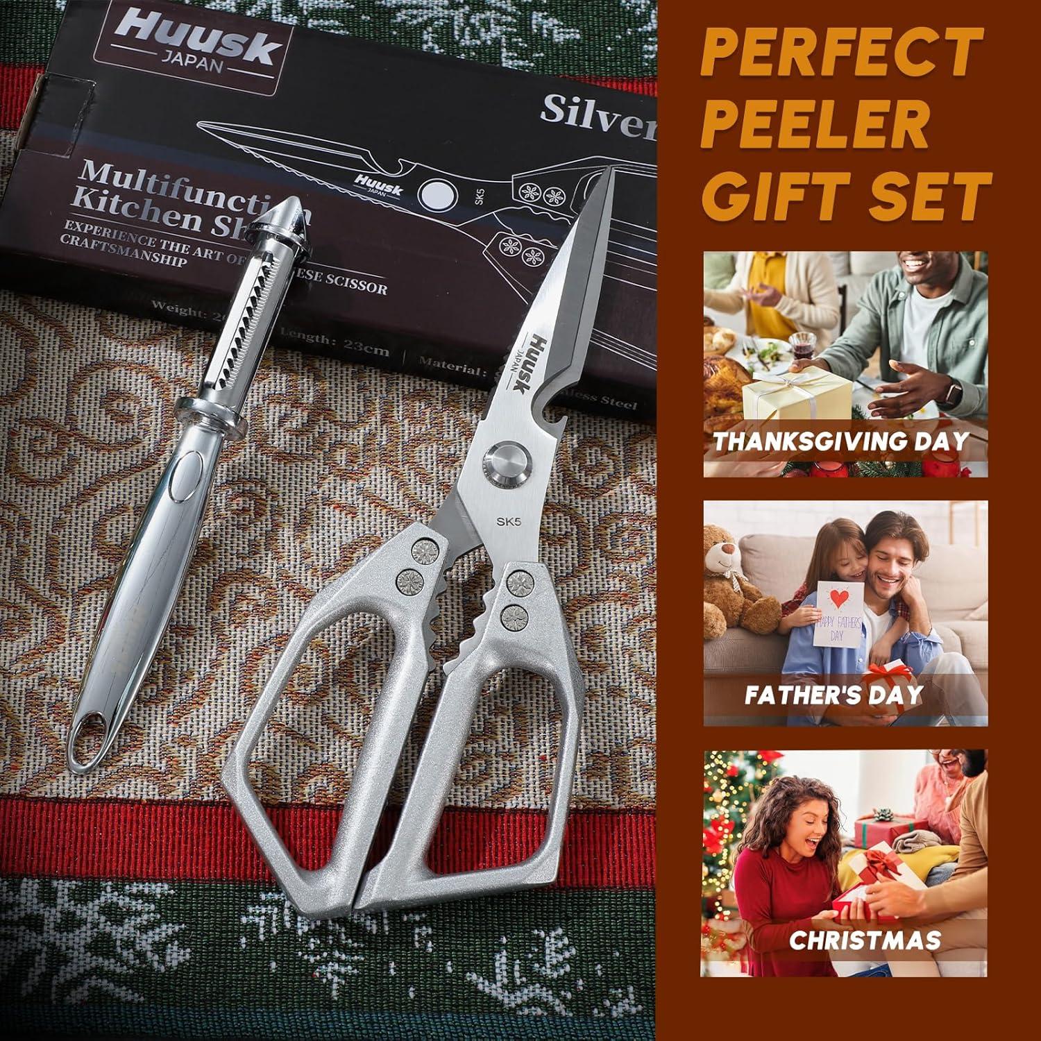 Juego de Tijeras de Cocina y Peladores Huusk - Acero Inoxidable