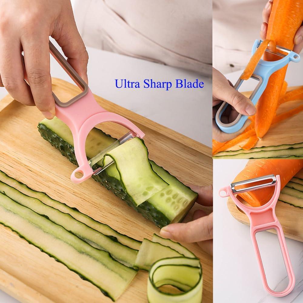 Pelador de Verduras JILFR Rosa, Cuchilla Ultra Afilada 13.34 cm