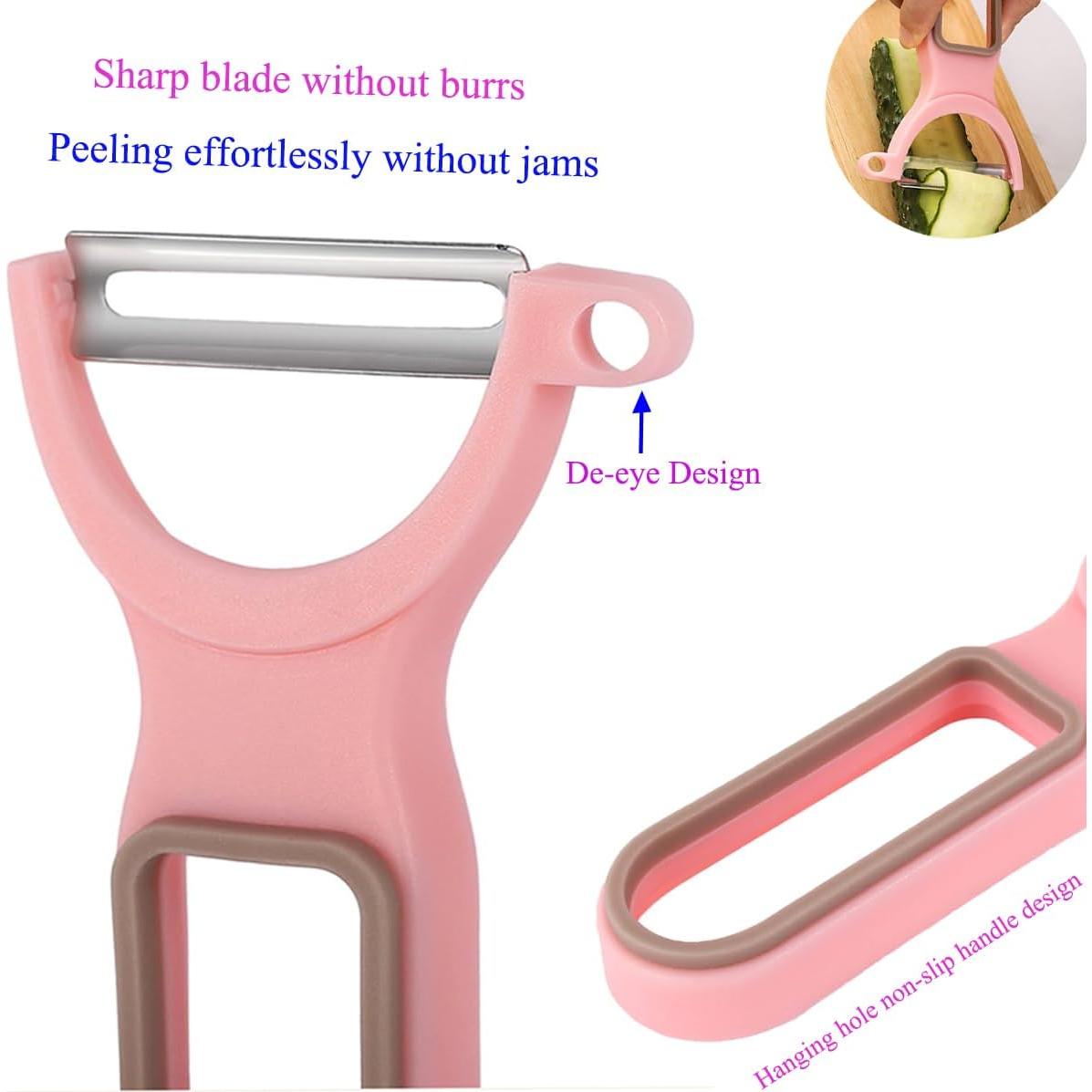 Pelador de Verduras JILFR Rosa, Cuchilla Ultra Afilada 13.34 cm