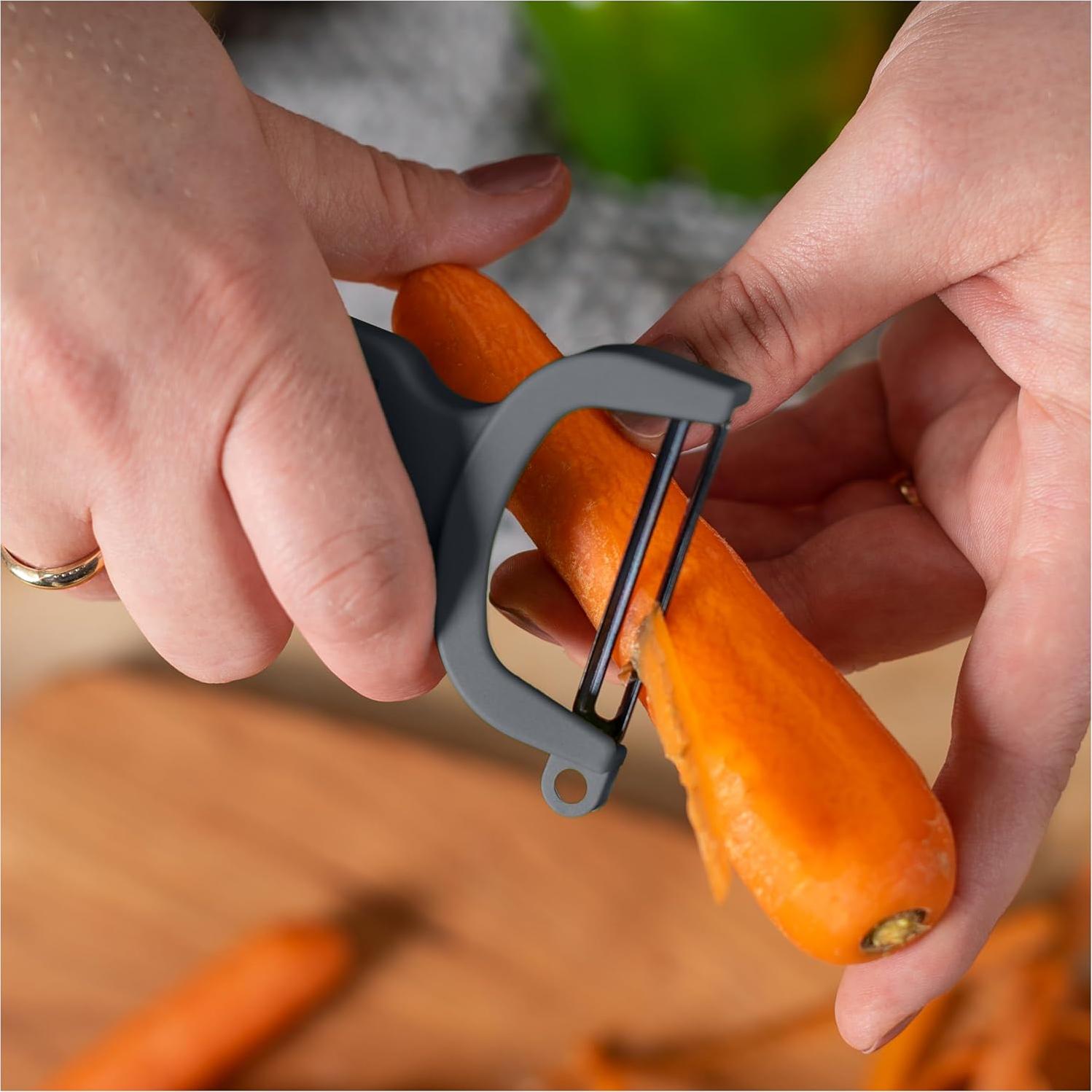 Juego de Peladores Suizos Kuhn Rikon - 2 Piezas, Gris y Blanco