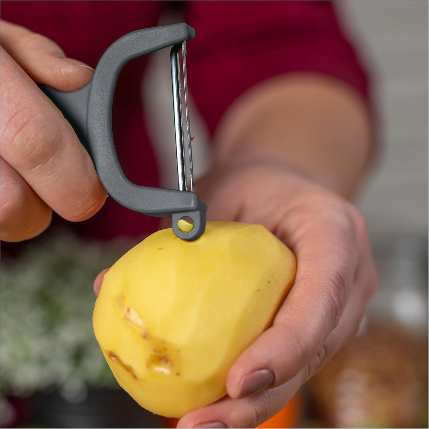 Juego de Peladores Suizos Kuhn Rikon - 2 Piezas, Gris y Blanco