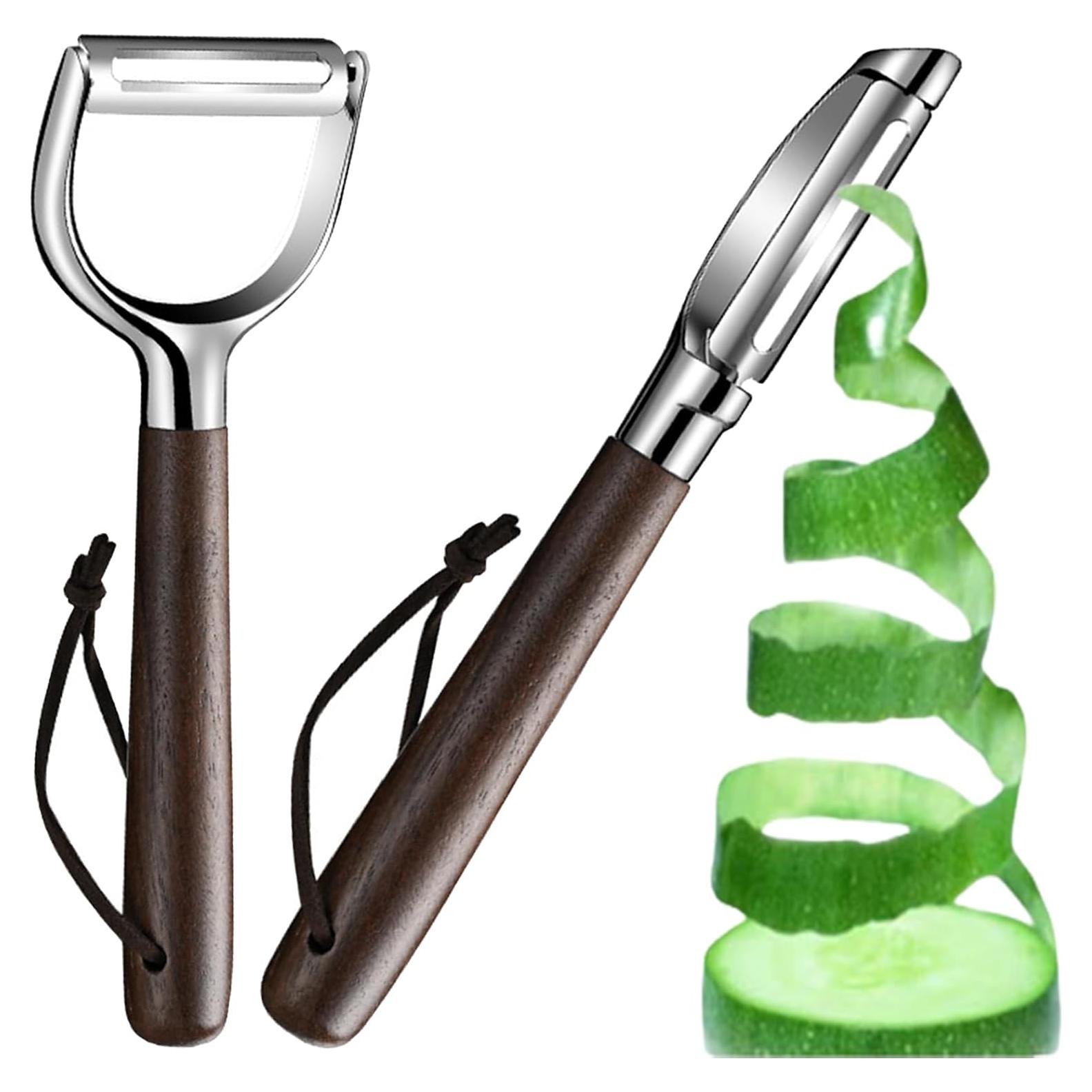 Juego de Peladores de Verduras TONKIKA - Acero Inoxidable y Madera