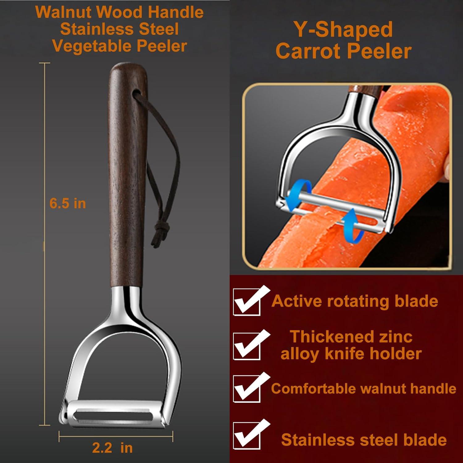 Juego de Peladores de Verduras TONKIKA - Acero Inoxidable y Madera