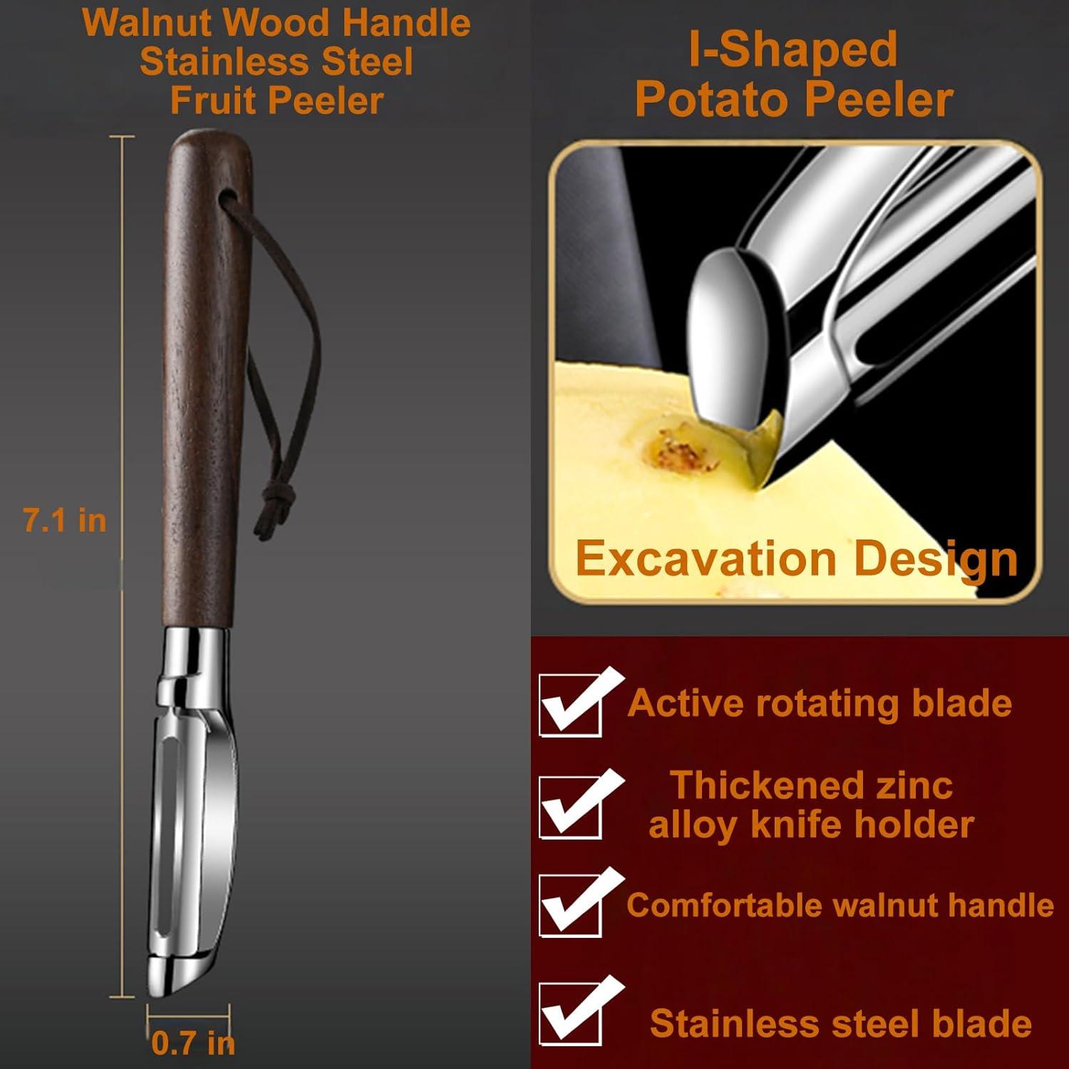 Juego de Peladores de Verduras TONKIKA - Acero Inoxidable y Madera