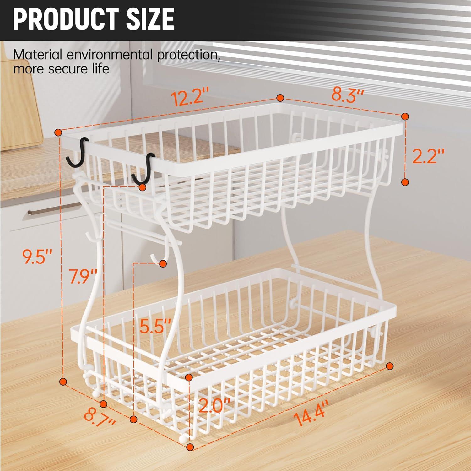 Cesta de Frutas 2 Niveles Nbwxcwbs con Soporte para Plátano