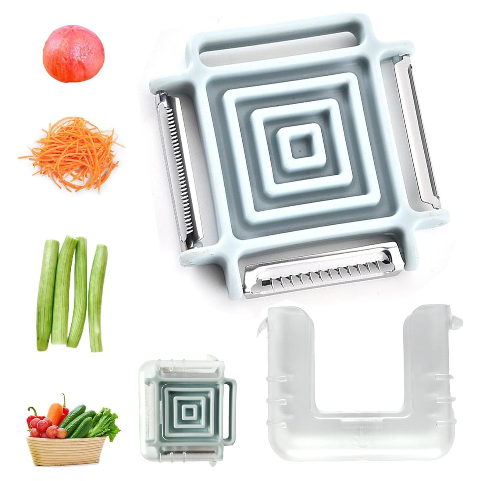 Pelador de Verduras Portátil Dokpod con 3 Cuchillas de Acero Inox