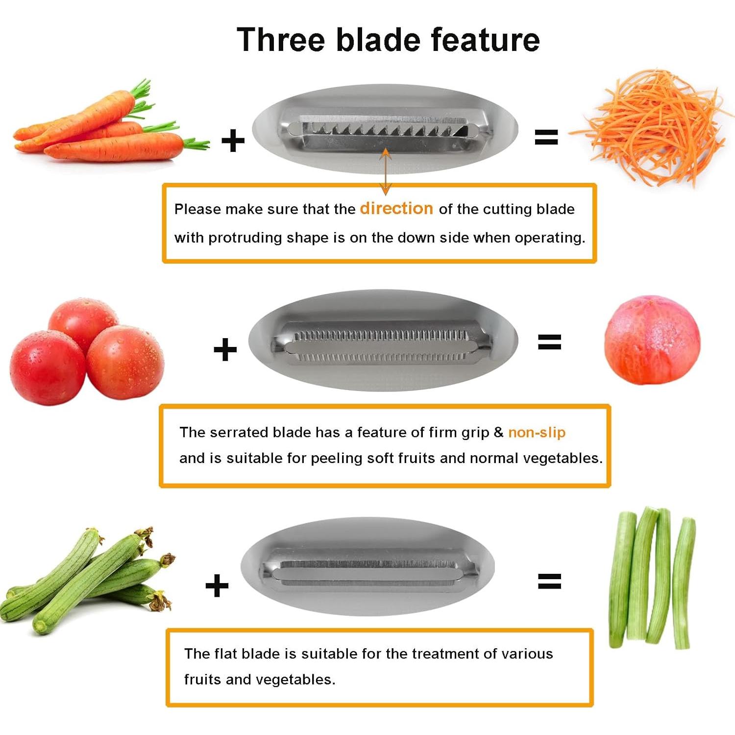 Pelador de Verduras Portátil Dokpod con 3 Cuchillas de Acero Inox