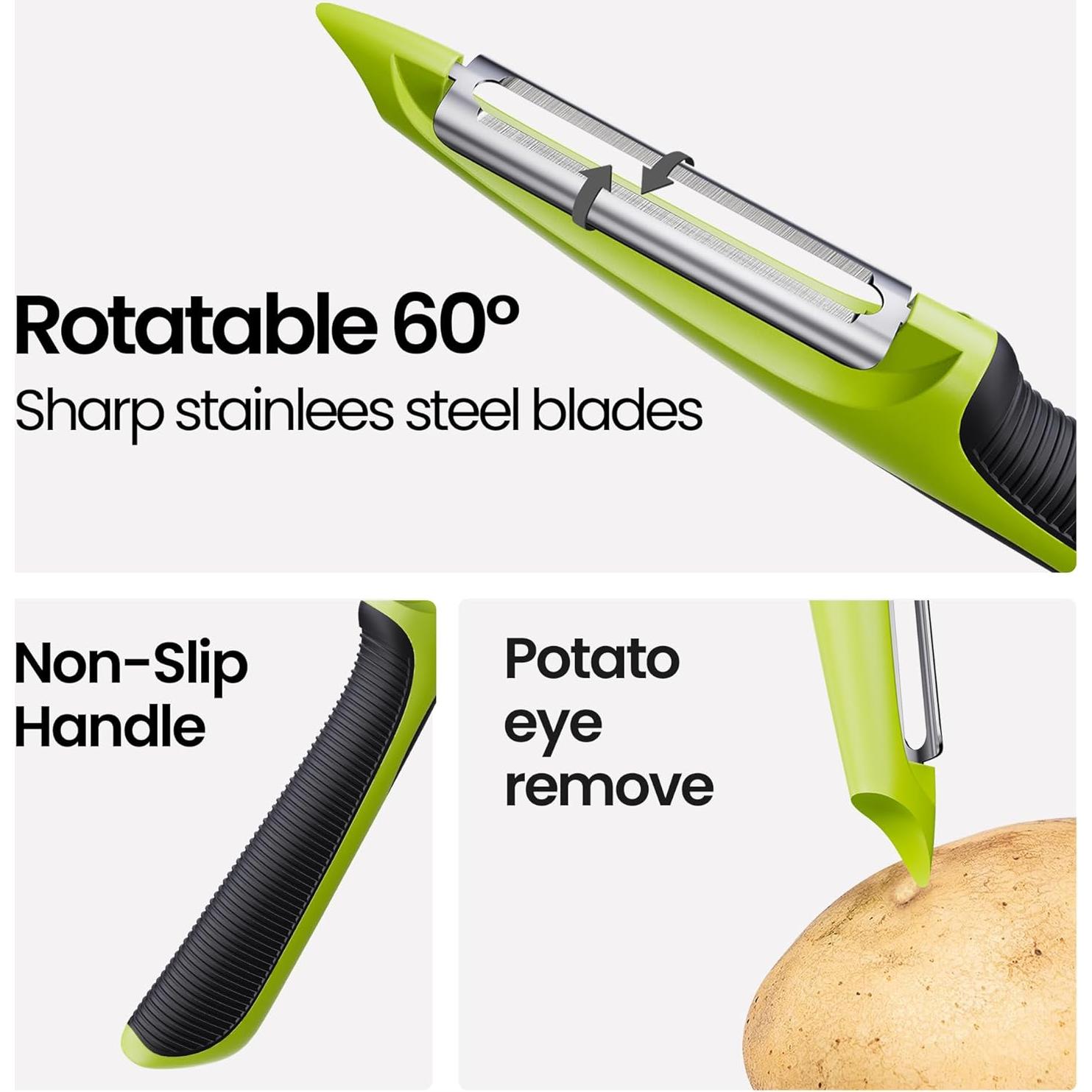 Pelador de Verduras TOAXUUL Ergonómico Antideslizante Verde