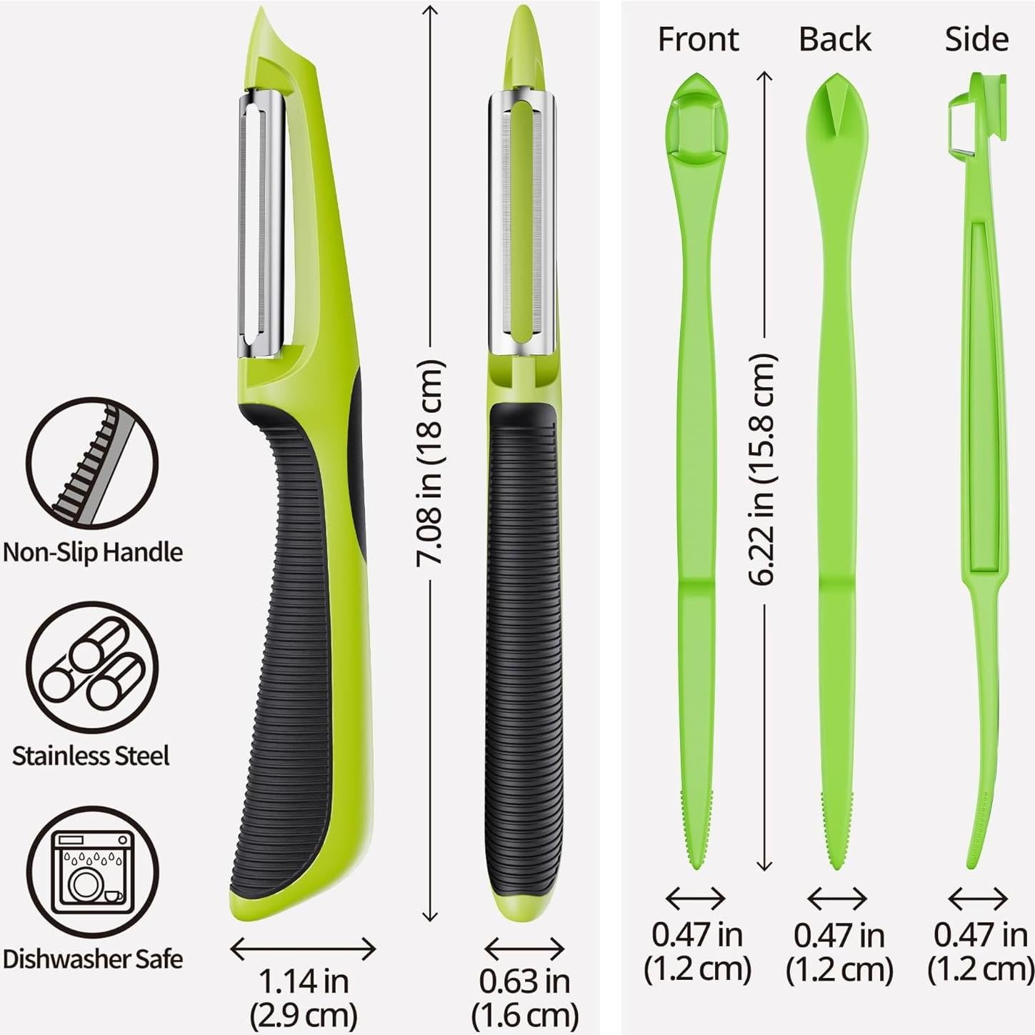 Pelador de Verduras TOAXUUL Ergonómico Antideslizante Verde