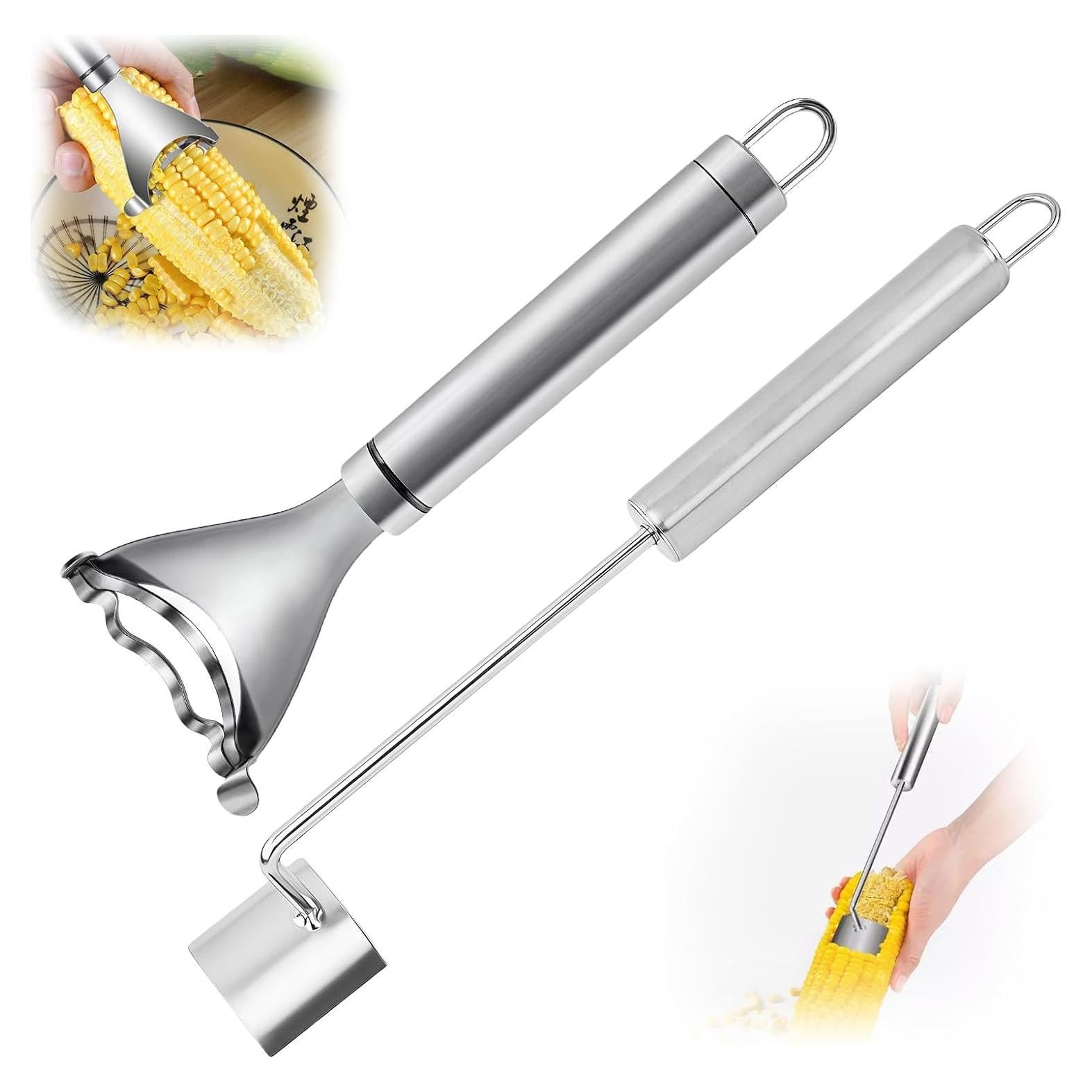 Juego de Pelador y Desgranador de Maíz YFANITI - Acero Inoxidable