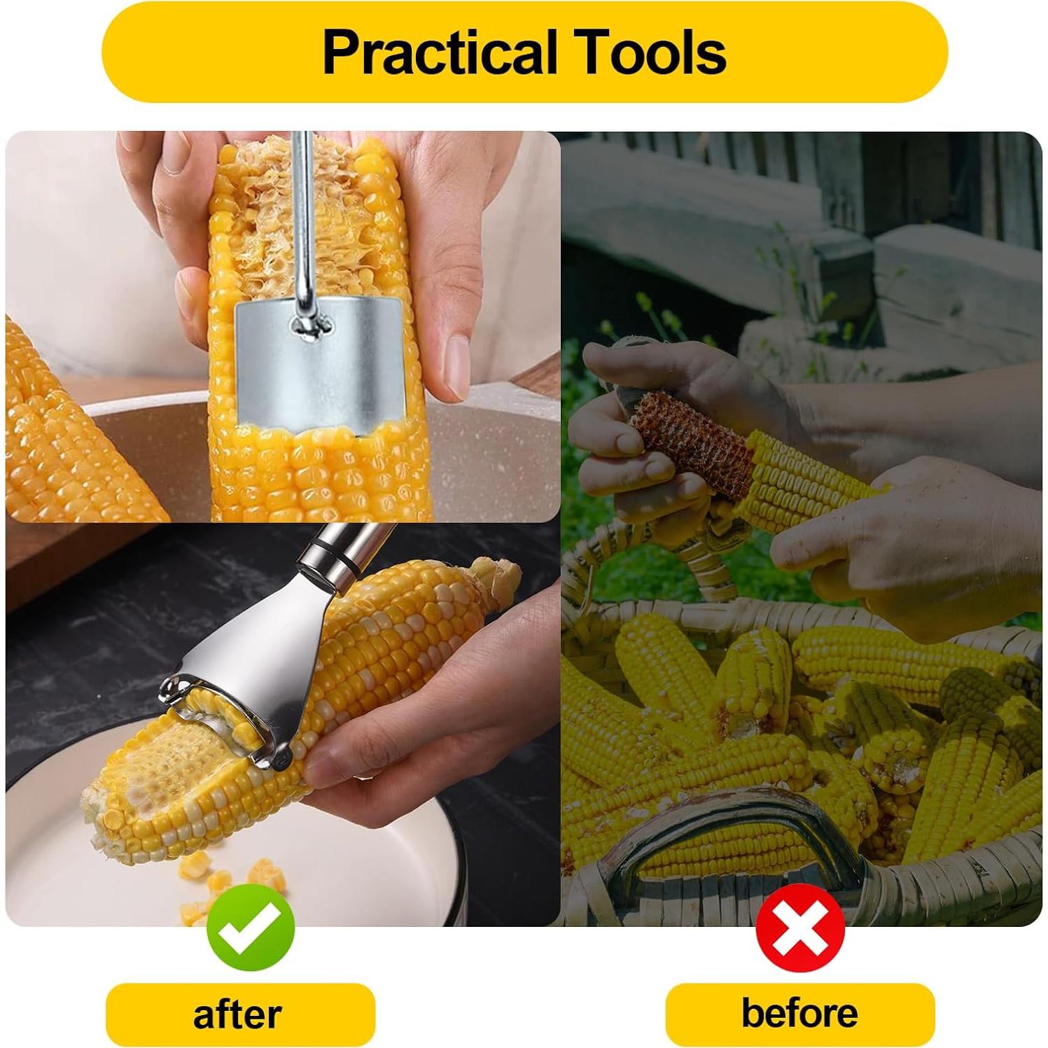 Juego de Pelador y Desgranador de Maíz YFANITI - Acero Inoxidable