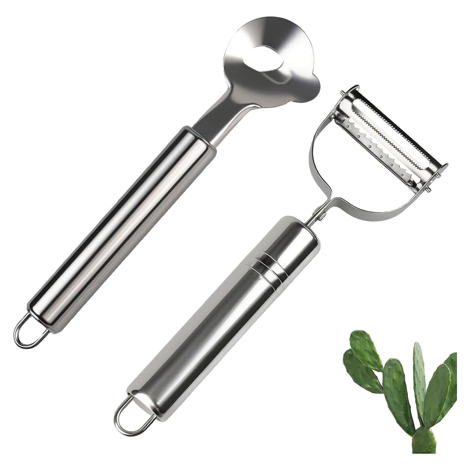 2 Peladores de Cactus Acero Inoxidable LLMSIX 17cm Mango Ergonómico