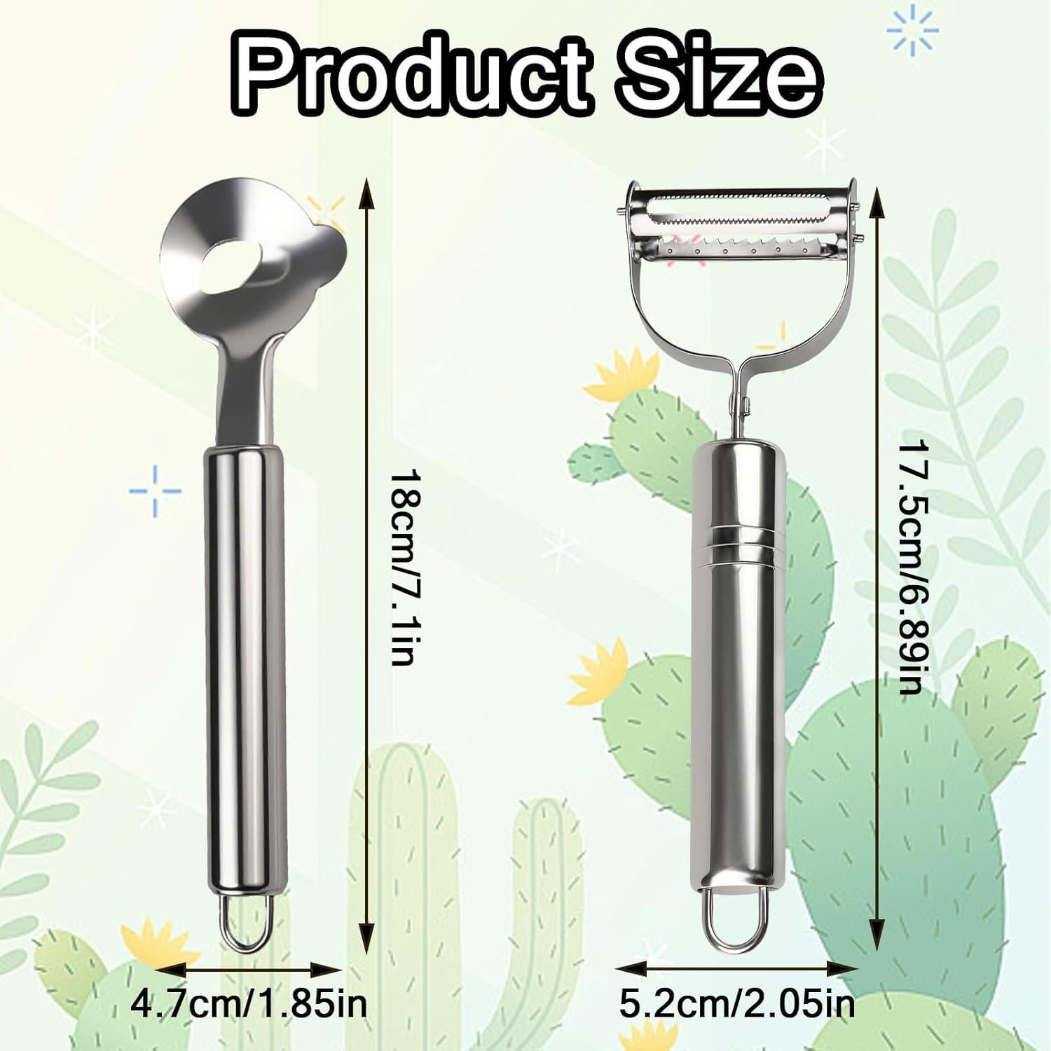 2 Peladores de Cactus Acero Inoxidable LLMSIX 17cm Mango Ergonómico
