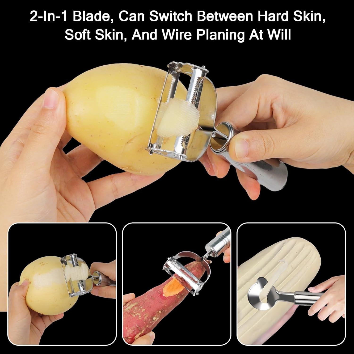 2 Peladores de Cactus Acero Inoxidable LLMSIX 17cm Mango Ergonómico