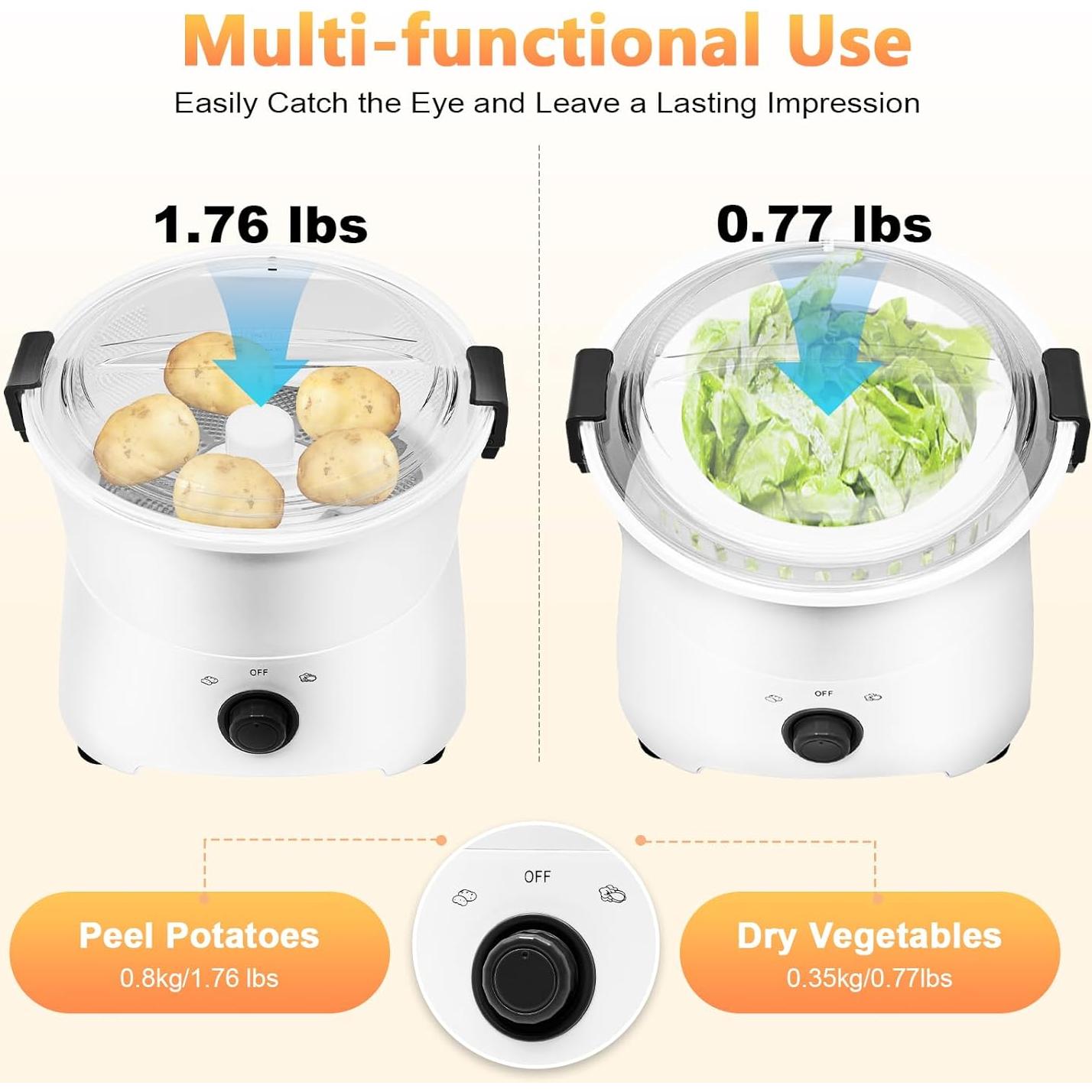 Pelador de Patatas Eléctrico Xianikoho 85W Automático Blanco 0.8kg