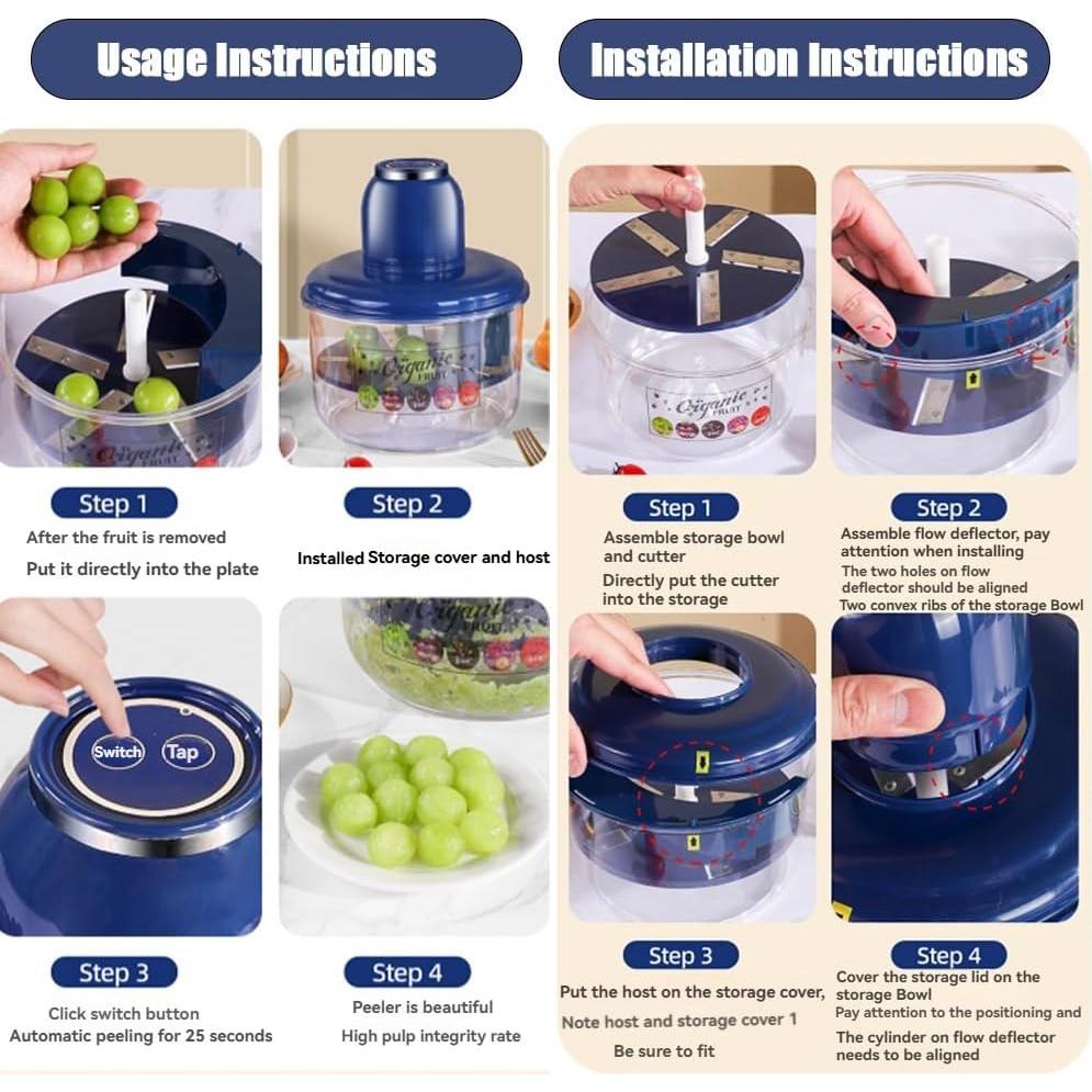 Pelador Automático Neoefogr Eléctrico 50W Azul para Frutas