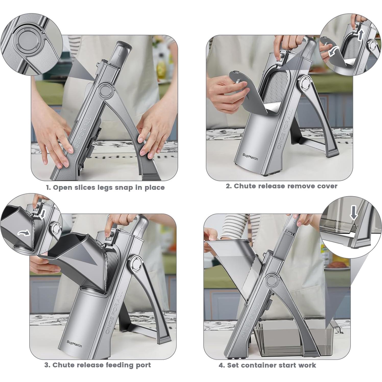 Cortadora Mandolina SupMaKin Ajustable para Verduras Gris