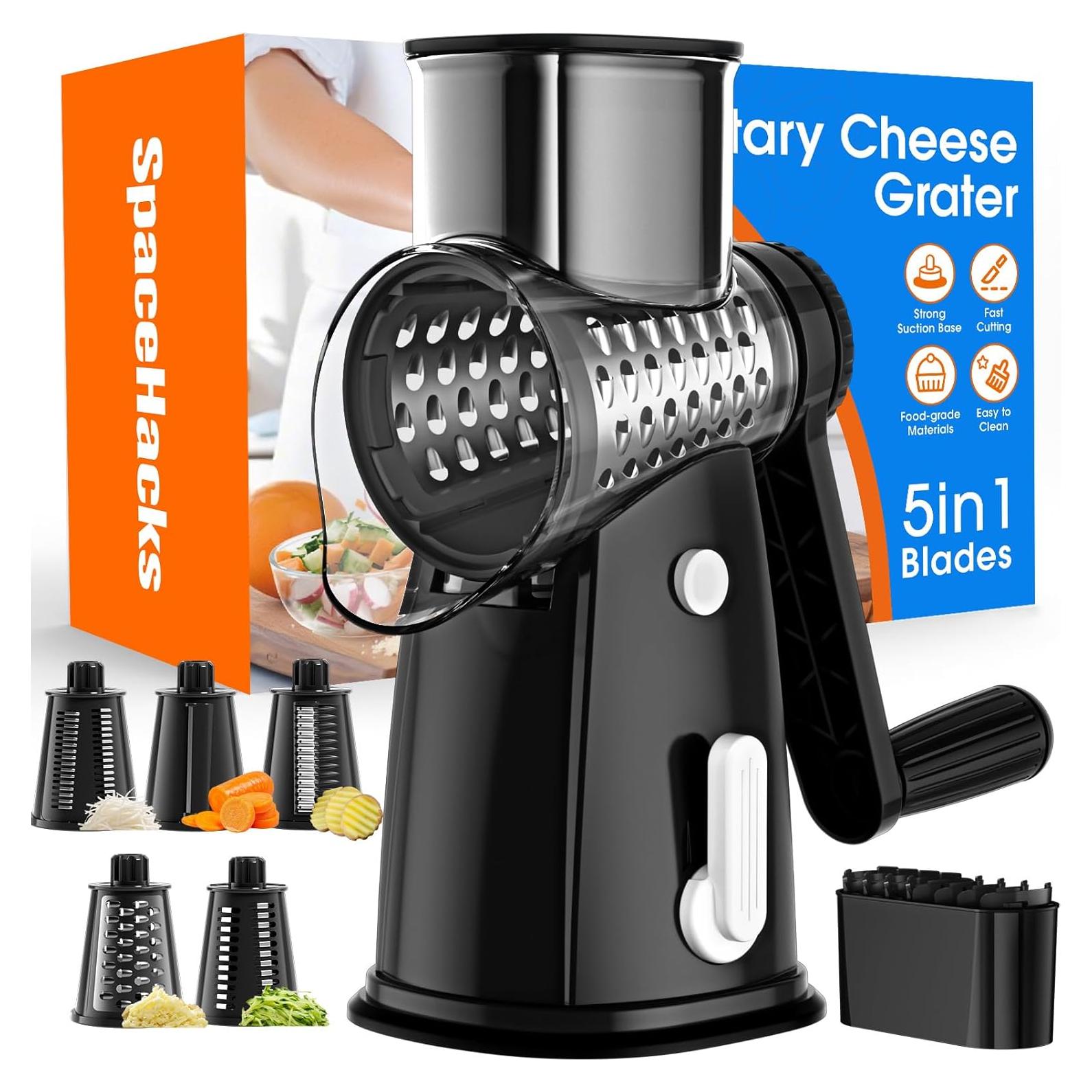 Rallador de Queso Rotatorio SpaceHacks con 5 Cuchillas Intercambiables