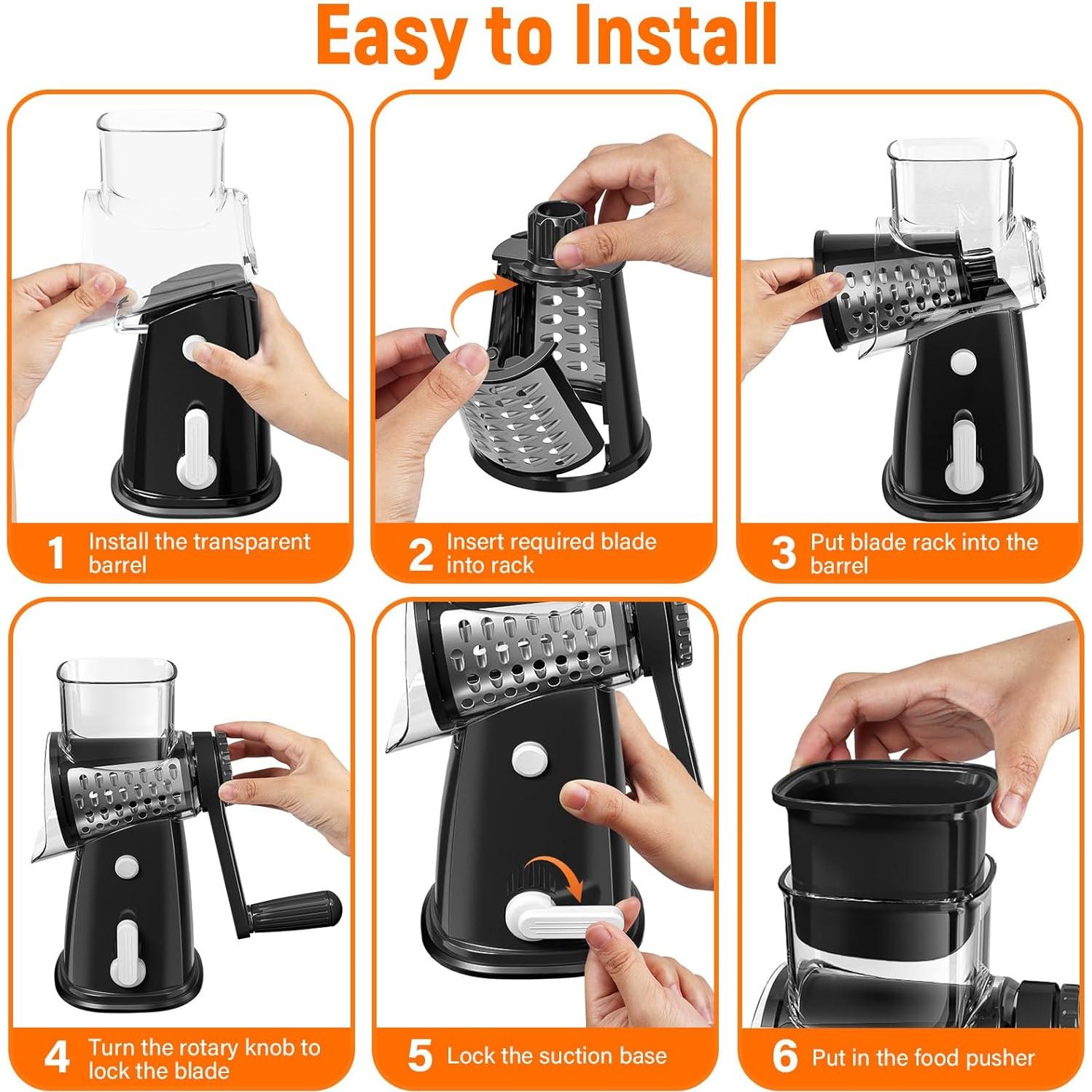 Rallador de Queso Rotatorio SpaceHacks con 5 Cuchillas Intercambiables