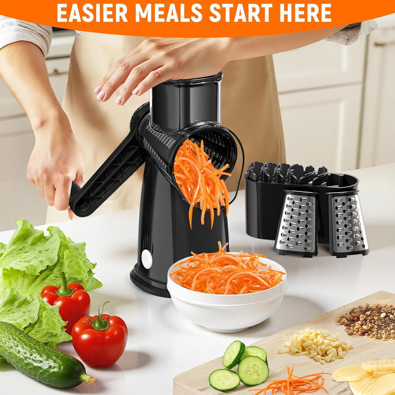 Rallador de Queso Rotatorio SpaceHacks con 5 Cuchillas Intercambiables