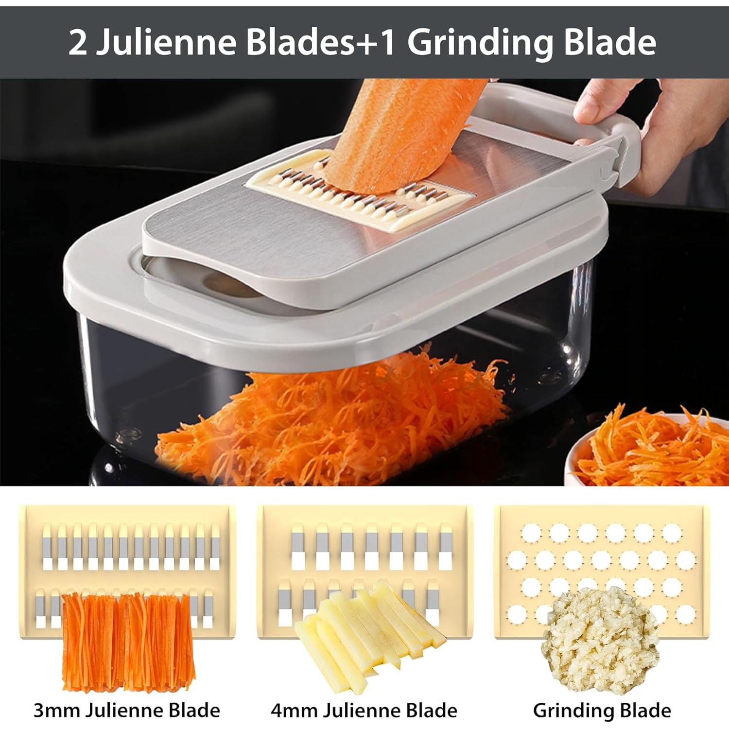 Cortador Mandolina 11-en-1 Sienfix con Contenedor Beige