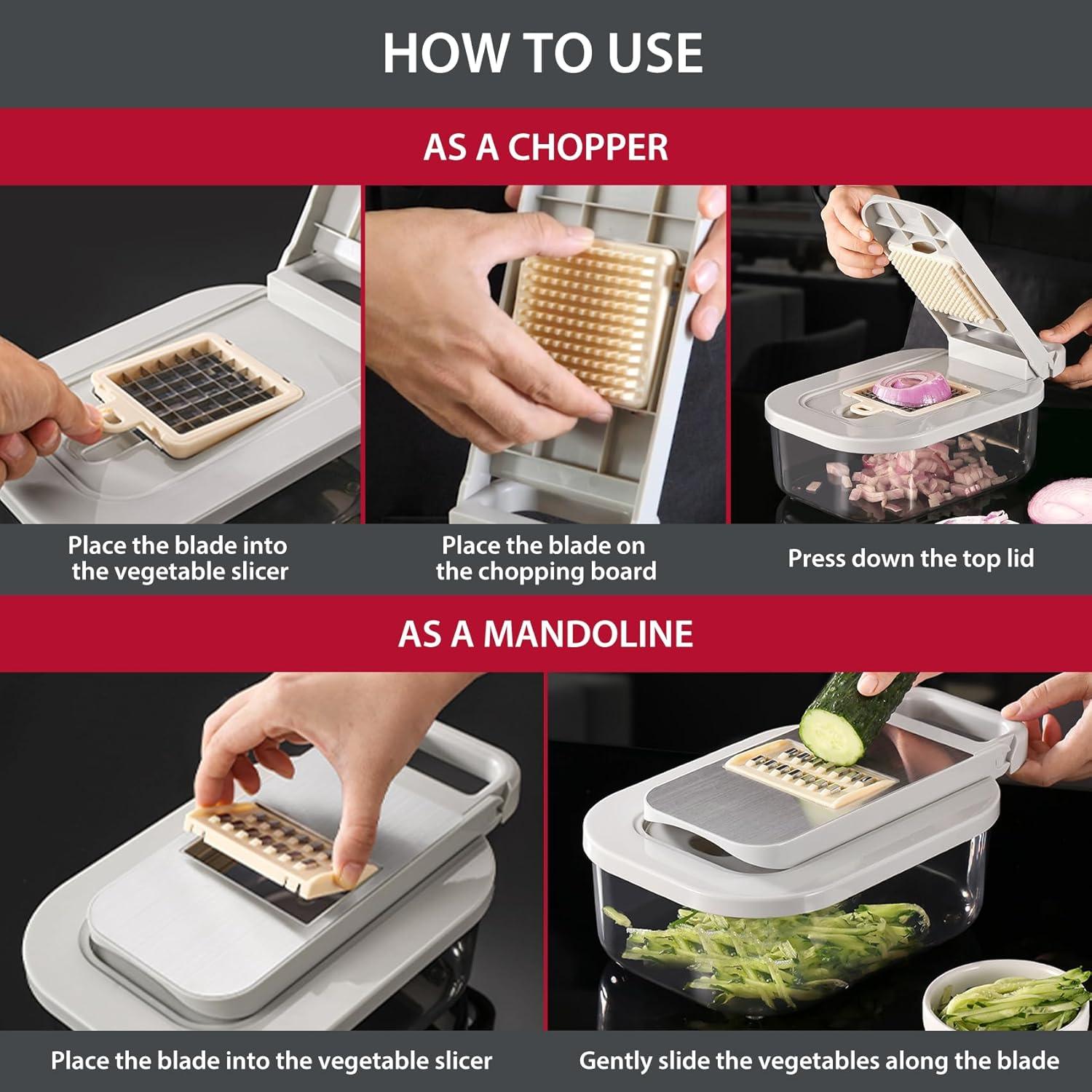 Cortador Mandolina 11-en-1 Sienfix con Contenedor Beige