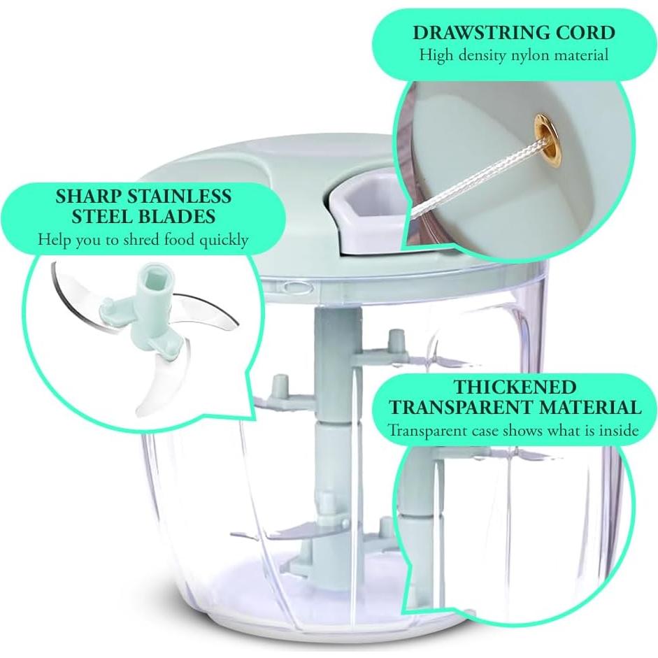 Picador de Verduras Manual Genérico 900ml Verde - Procesador de Alimentos