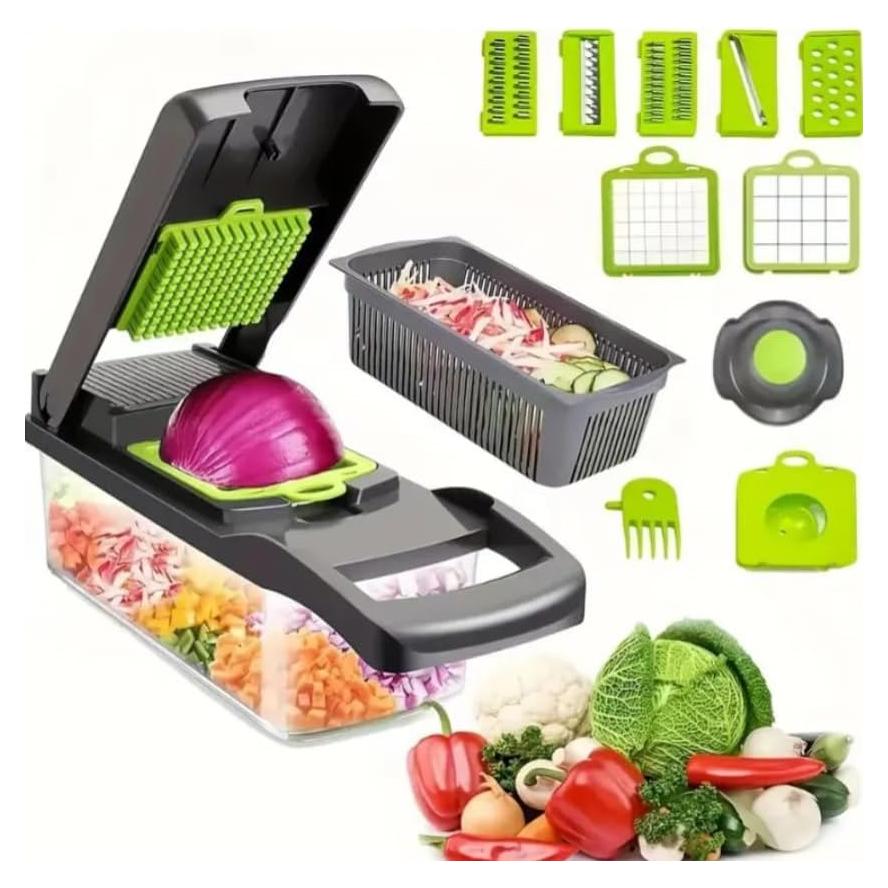 Cortador de Verduras 16 en 1 Genérico con Contenedor y Cuchillas