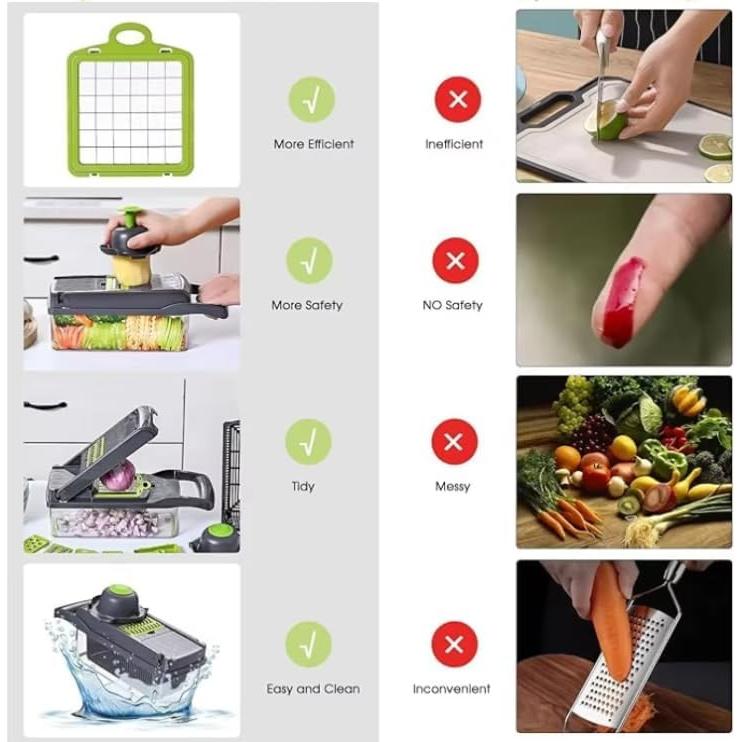 Cortador de Verduras 16 en 1 Genérico con Contenedor y Cuchillas