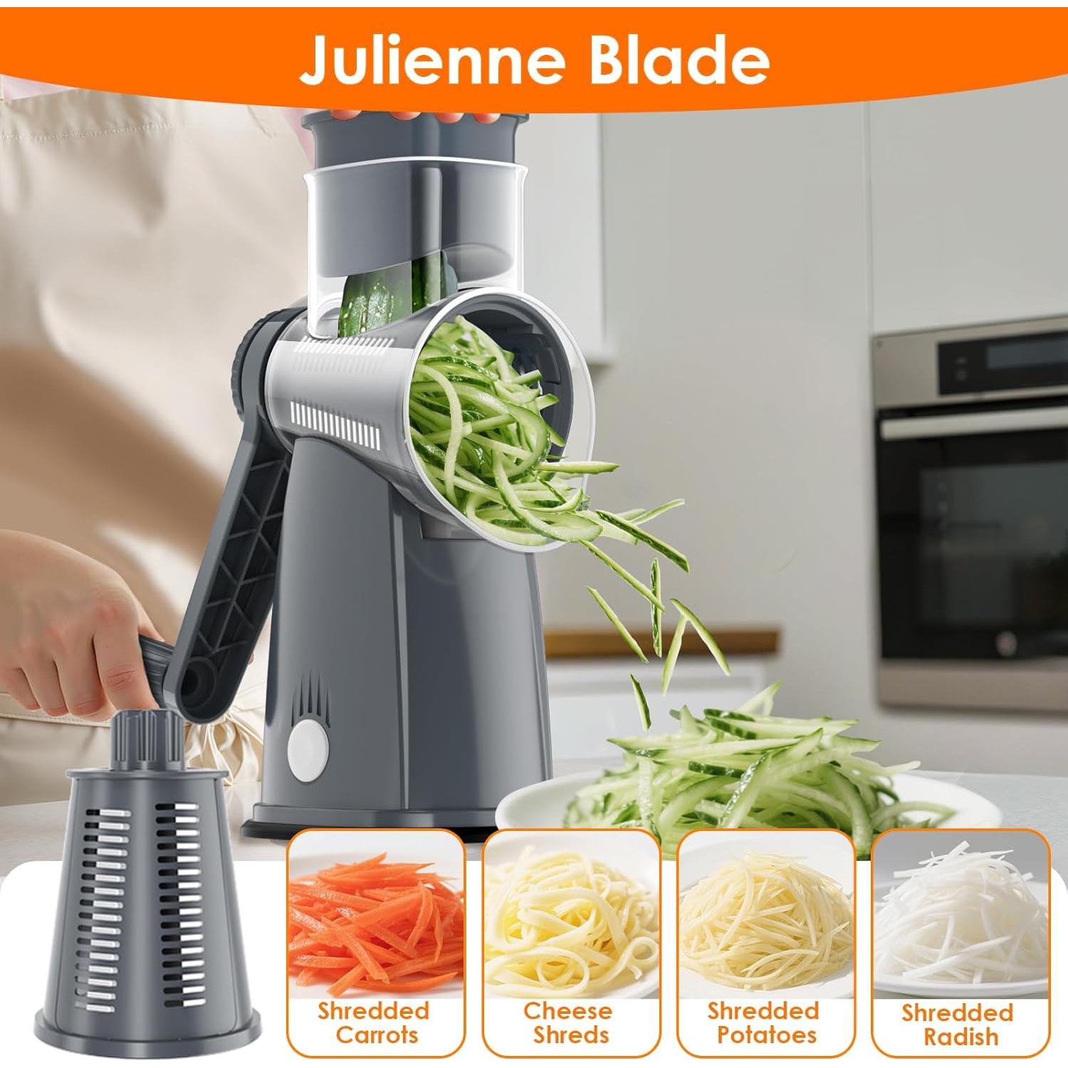 Rallador de Queso Rotativo MealHelper 5 Cuchillas Gris