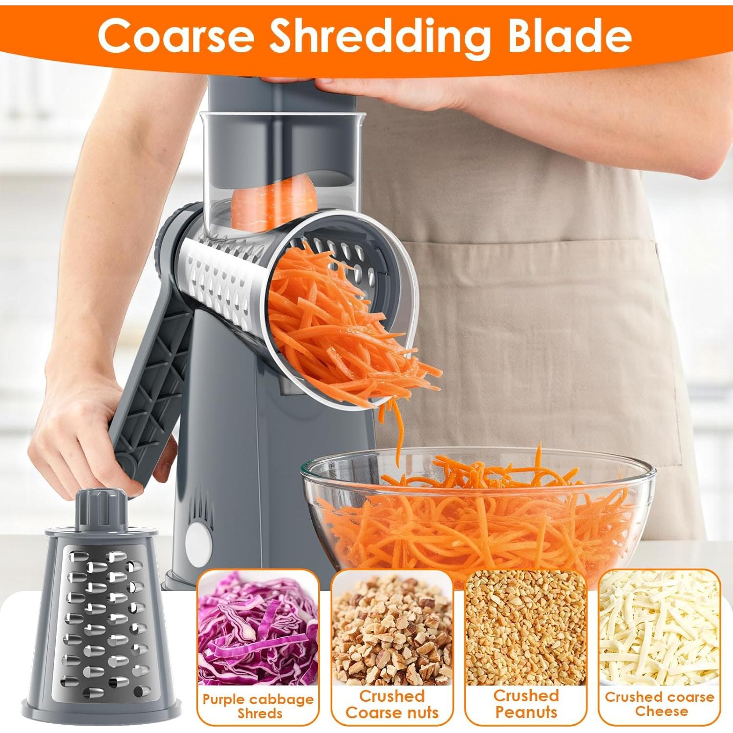 Rallador de Queso Rotativo MealHelper 5 Cuchillas Gris