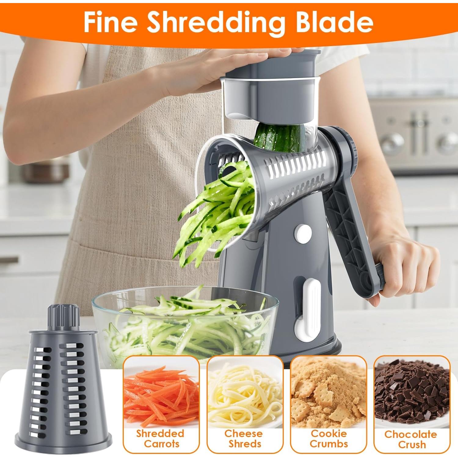 Rallador de Queso Rotativo MealHelper 5 Cuchillas Gris