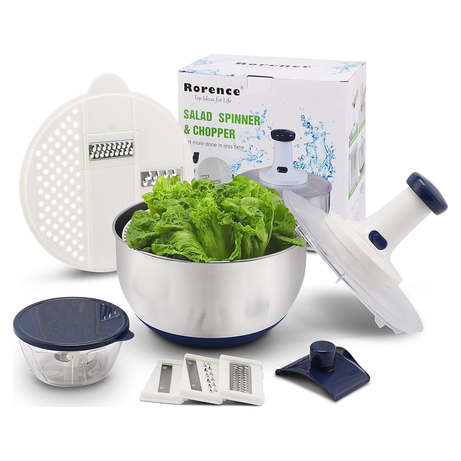 Juego de Picadora y Centrifugadora Rorence 5QT Acero Inoxidable