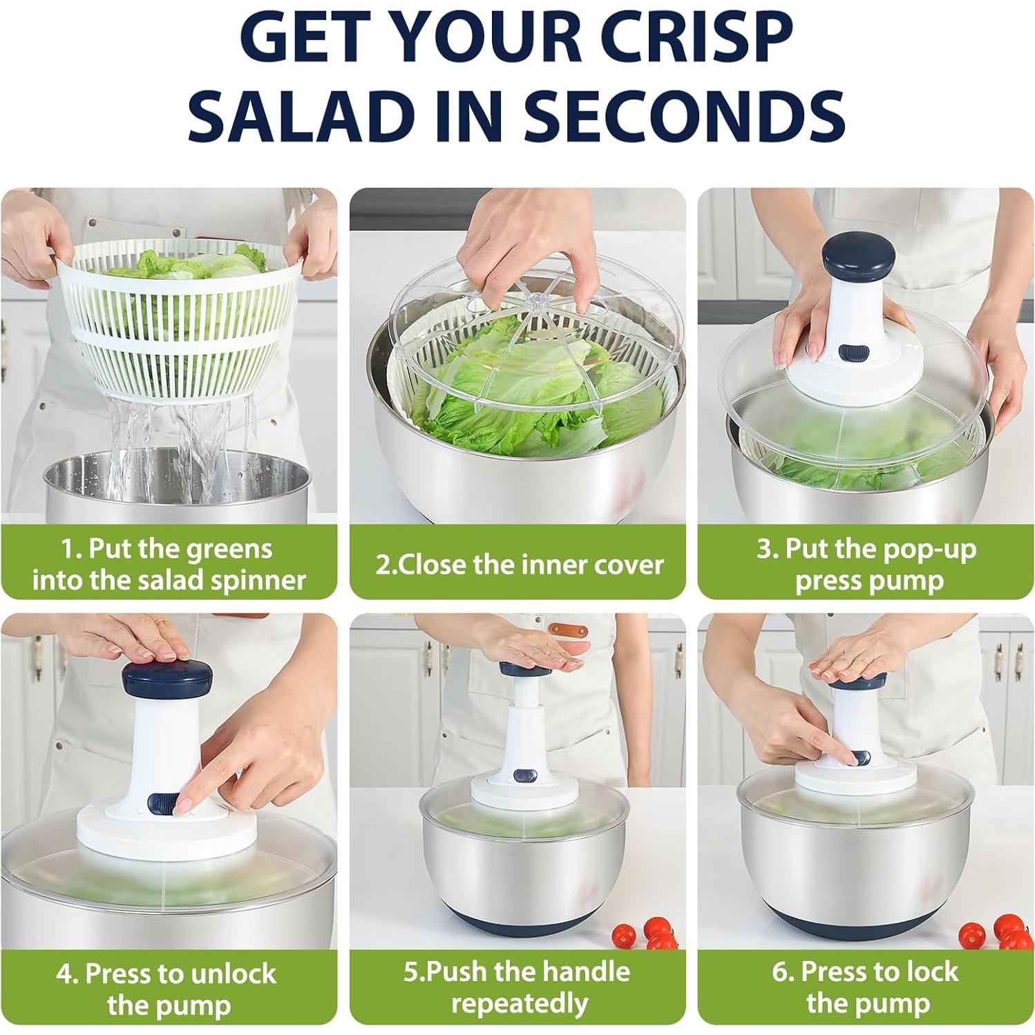 Juego de Picadora y Centrifugadora Rorence 5QT Acero Inoxidable