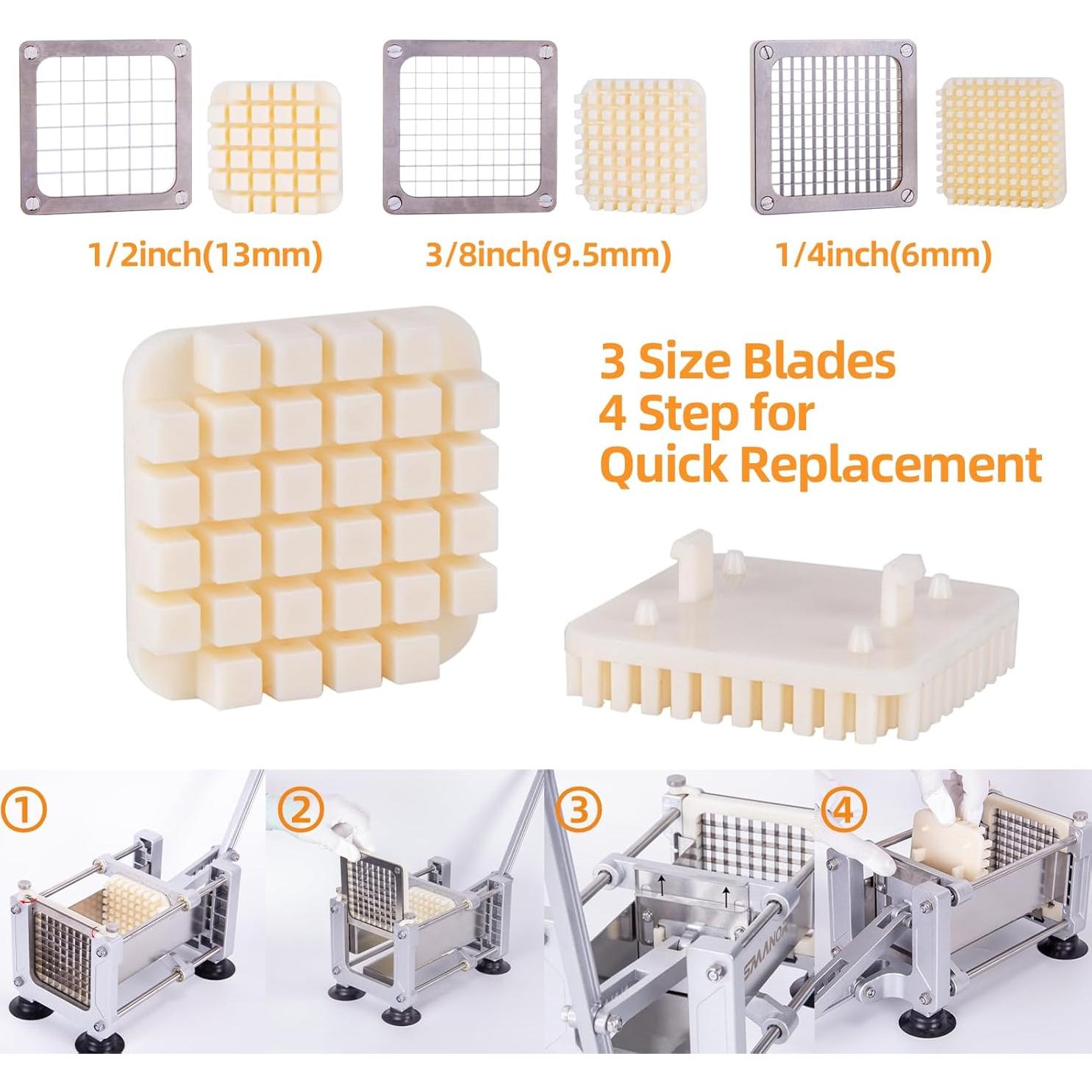 Cortador de Papas Fritas Rismanor Verde Acero Inoxidable 3 Grosores