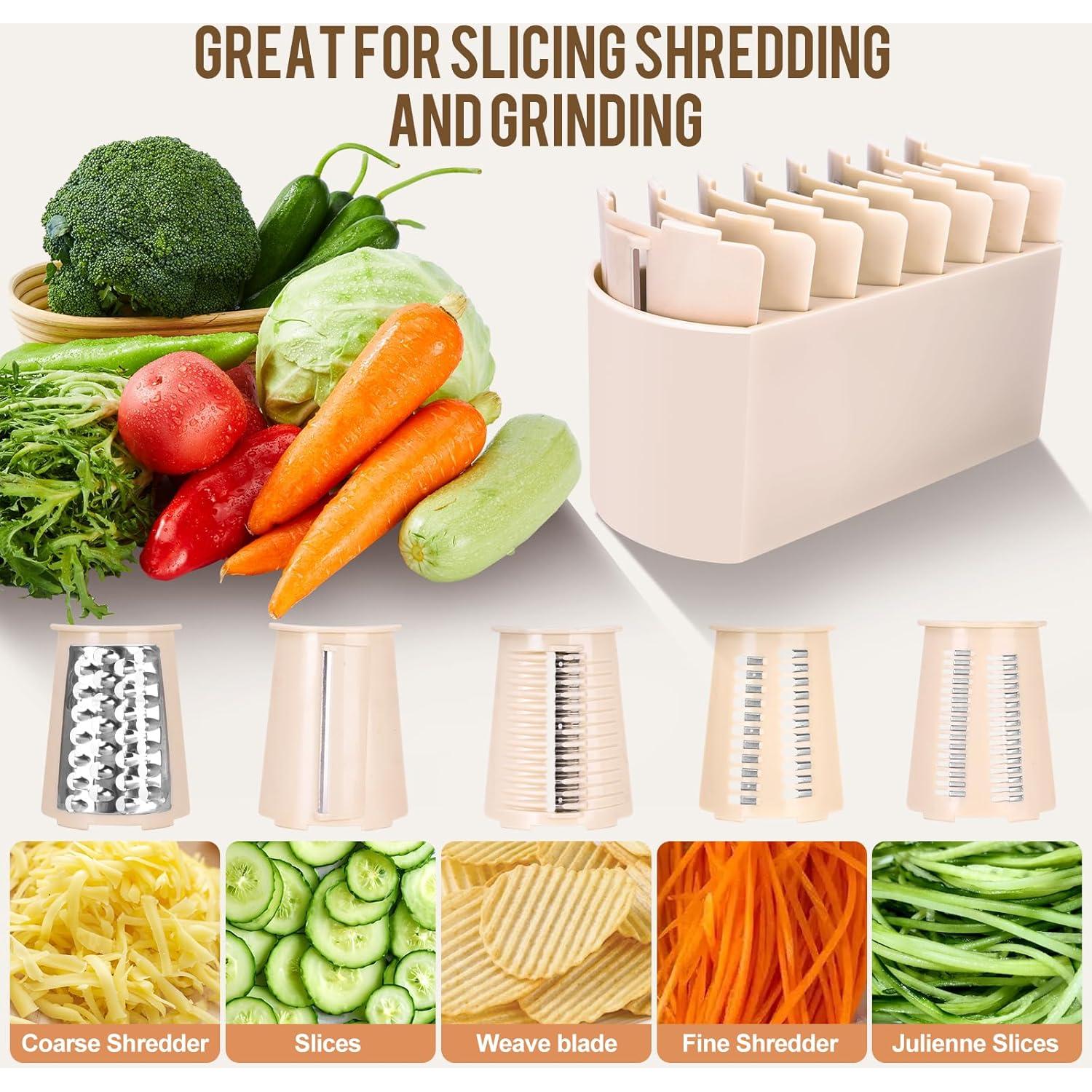 Rallador de Queso Rotatorio YHBRAK con 5 Cuchillas y Base de Succión