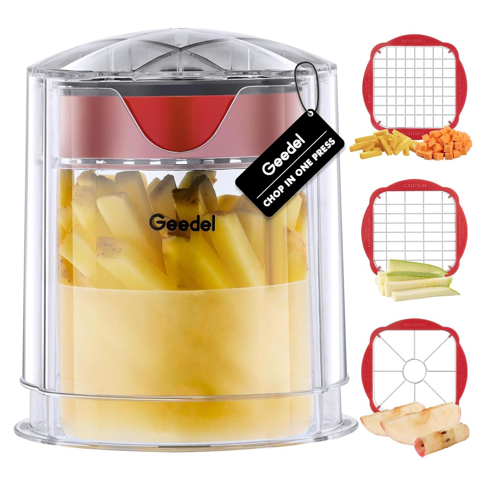 Cortador de Papas Fritas Geedel con 3 Cuchillas Intercambiables