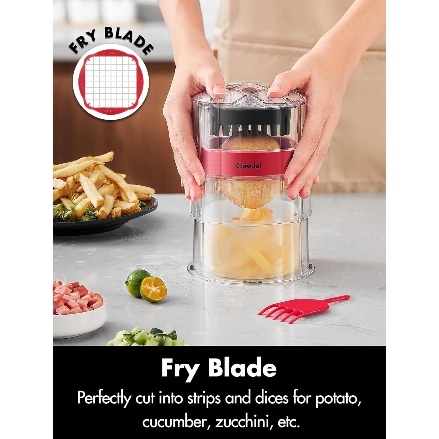 Cortador de Papas Fritas Geedel con 3 Cuchillas Intercambiables