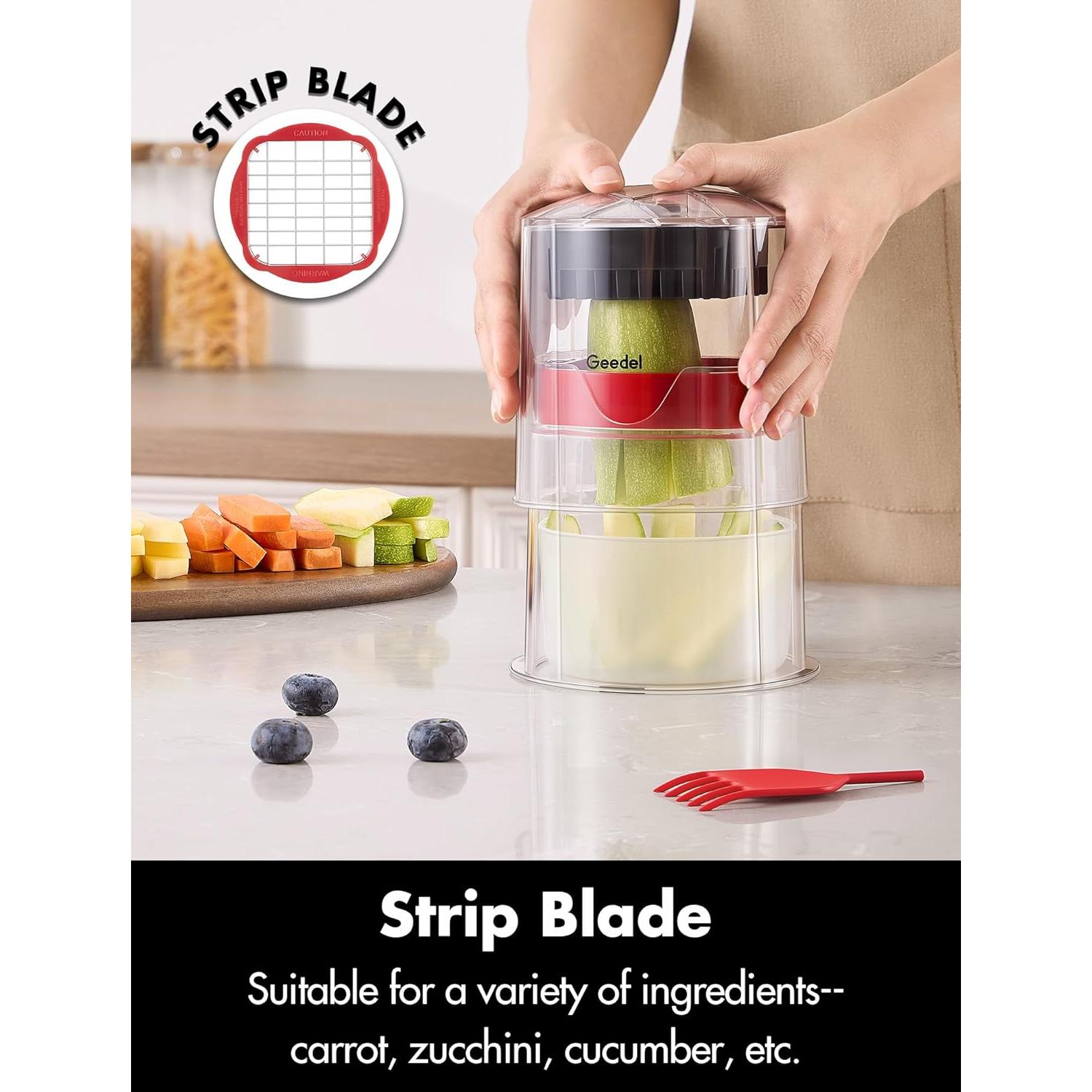 Cortador de Papas Fritas Geedel con 3 Cuchillas Intercambiables