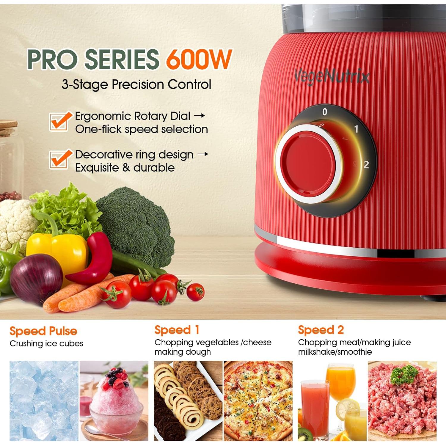 Procesador de Alimentos y Licuadora VegeNutrix E02-02R 600W